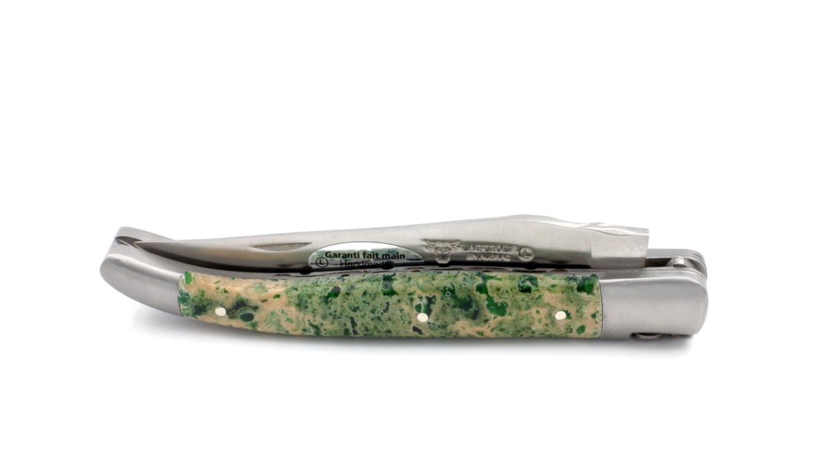 Laguiole en Aubrac grüner Lavastein Doppelplatine 12 cm Laguiole en Aubrac grüner Lavastein Doppelplatine 12 cm