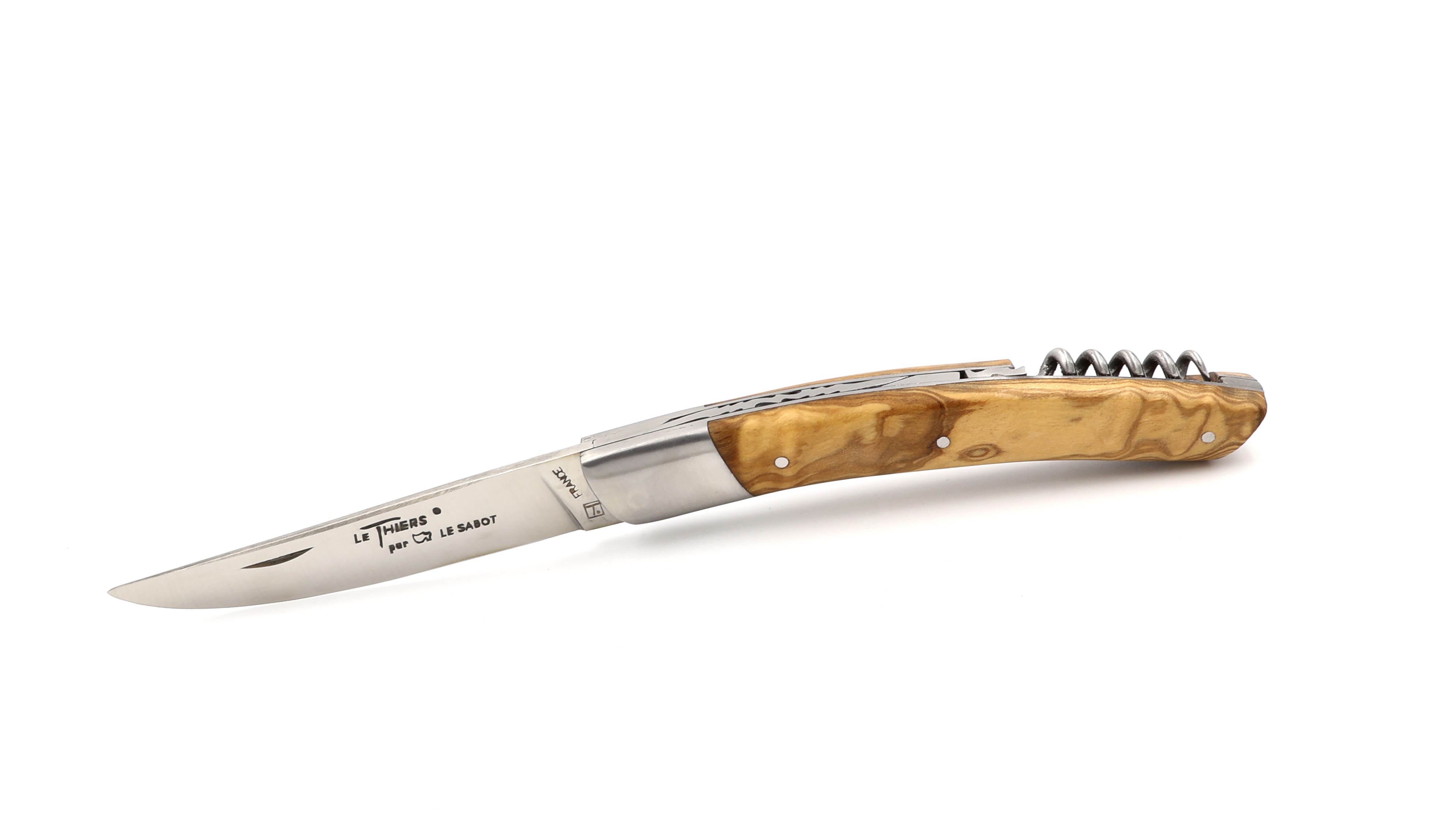 AU SABOT THIERS knife 12 cm olive wood corkscrew