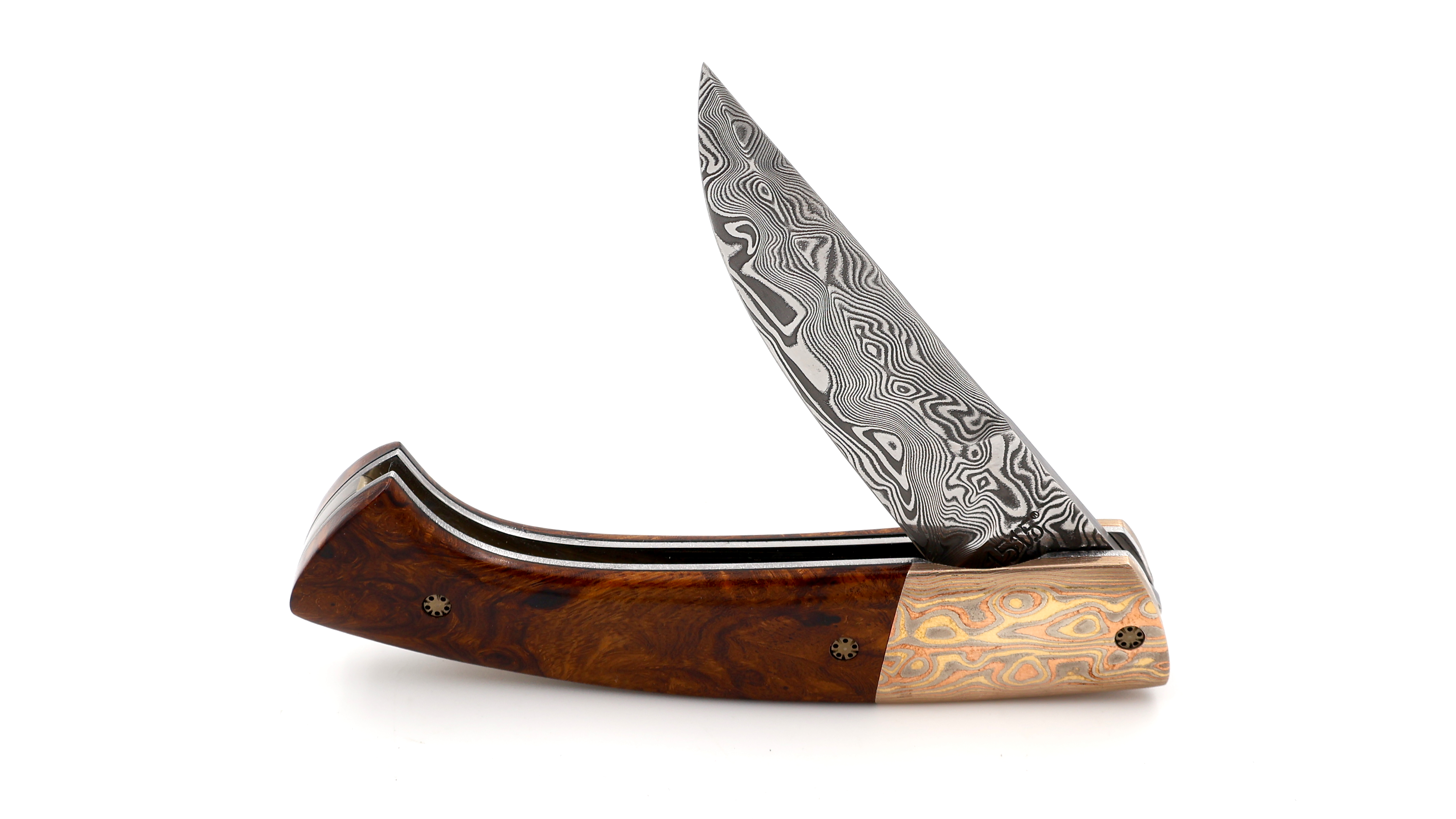 MANU LAPLACE 1515 Drop burl of ironwood mokume damascus Damascus blade