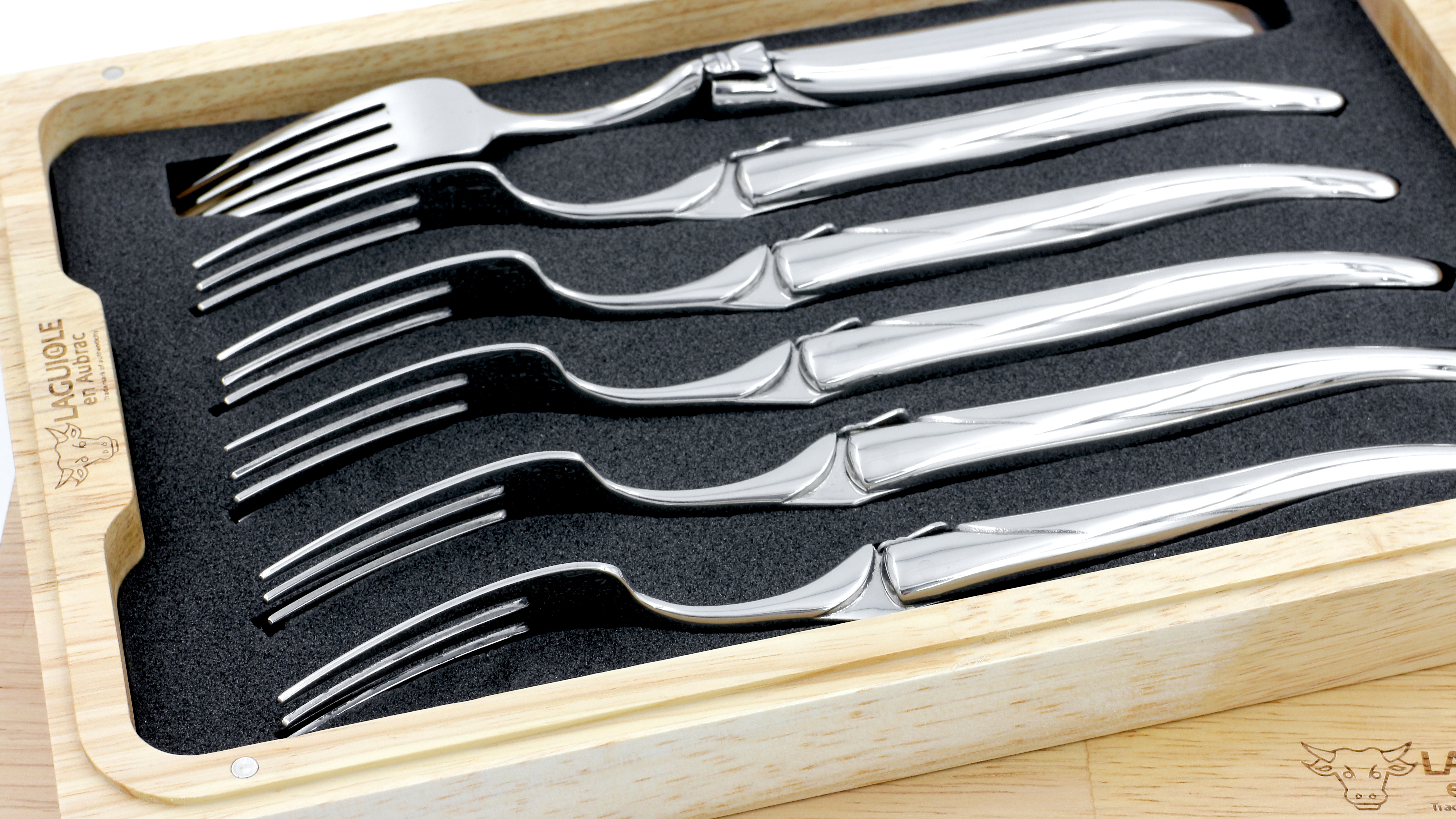 Laguiole en Aubrac stainless steel Steakfork Set of 6 shiny