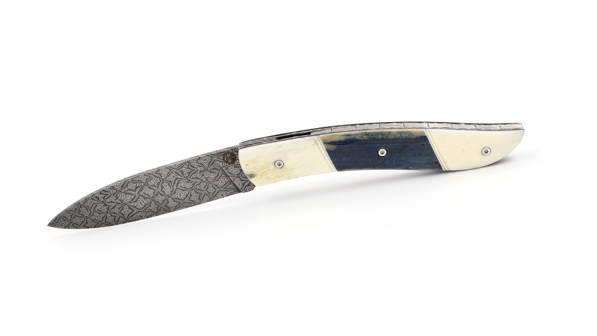 Atelier NÉVÉ Tim Bernard buffalo bone and mammothivory with mosaik damascus blade 