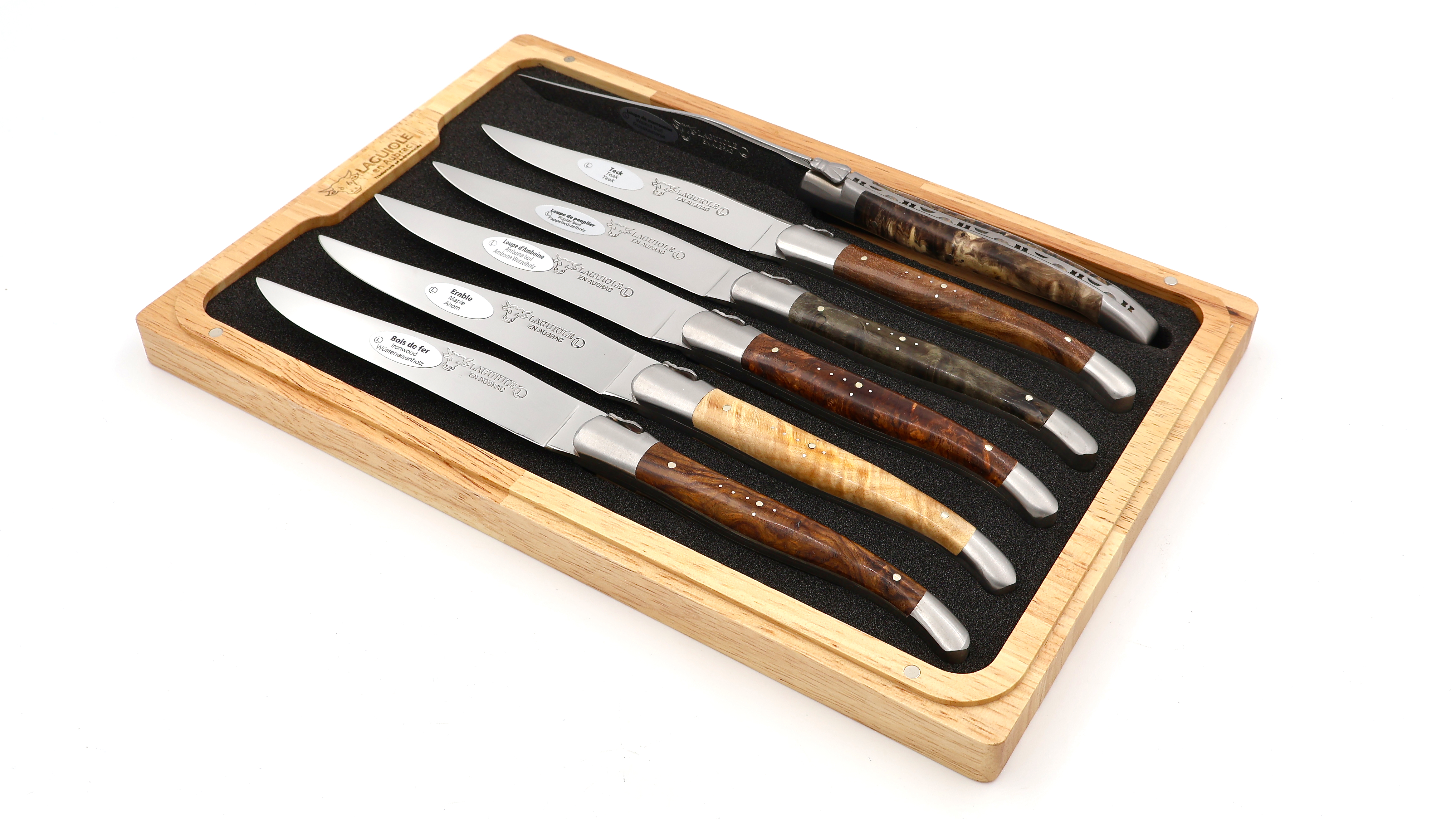 Laguiole en Aubrac Wurzelhölzer Laguiole Steakmesser Set 6-teilig