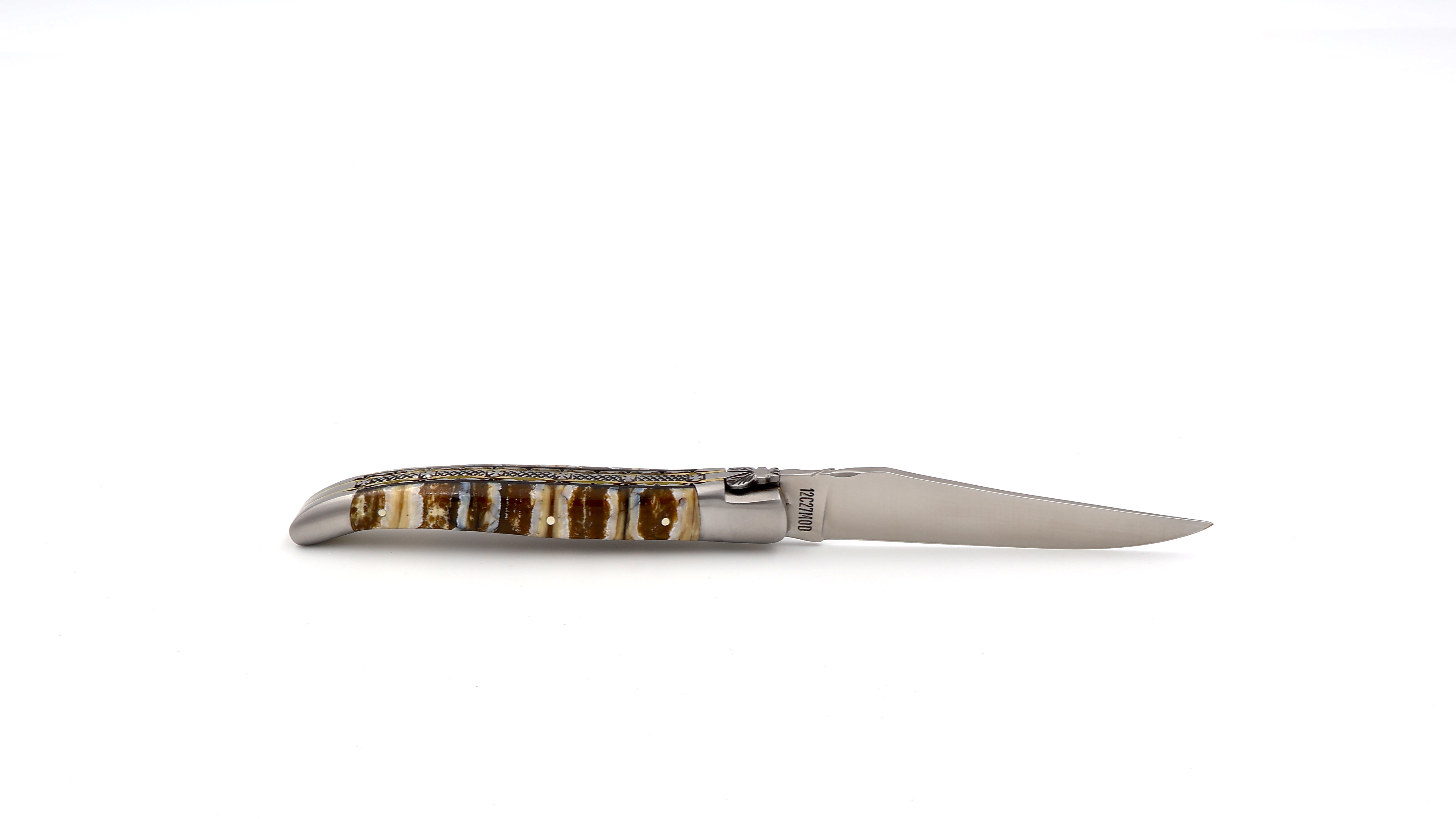 Laguiole en Aubrac Mammut Backenzahn natur Messingplatine Doppelplatine 12 cm  