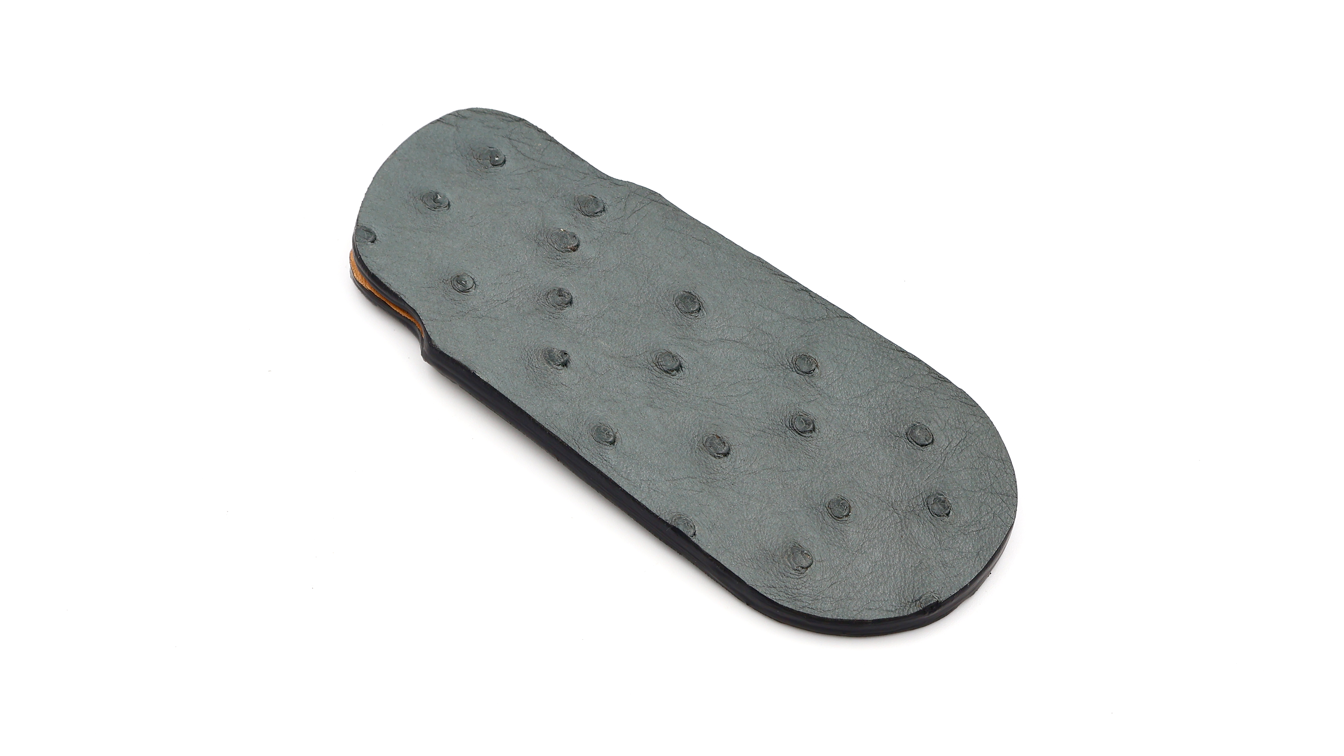 Atelier N°7 ostrich leather blue grey 14,5 cm