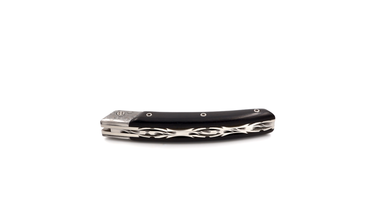 Claude DOZORME Thiers RLT ebony damascus blade and bolsters