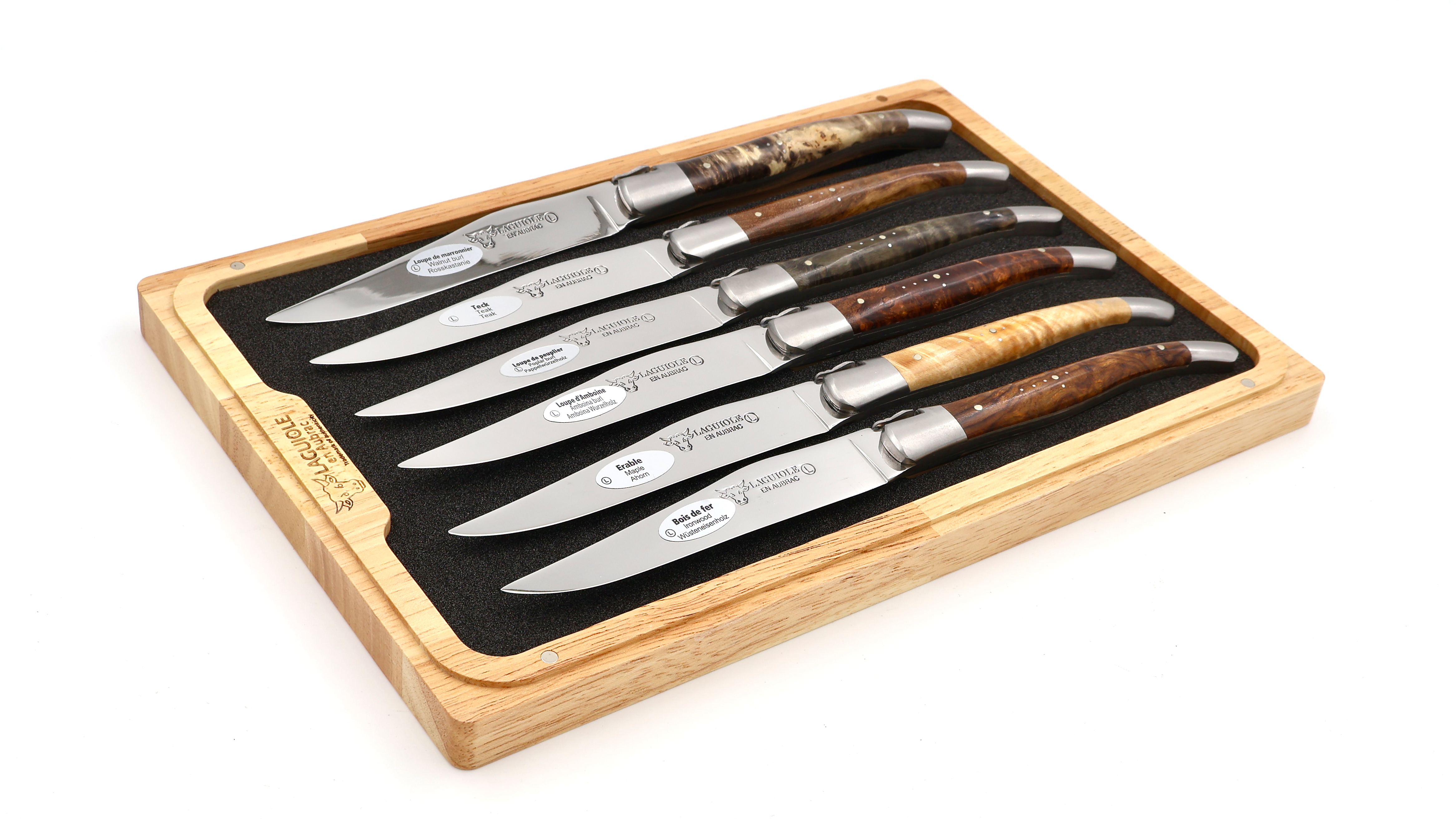 Laguiole en Aubrac Wurzelhölzer Laguiole Steakmesser Set 6-teilig
