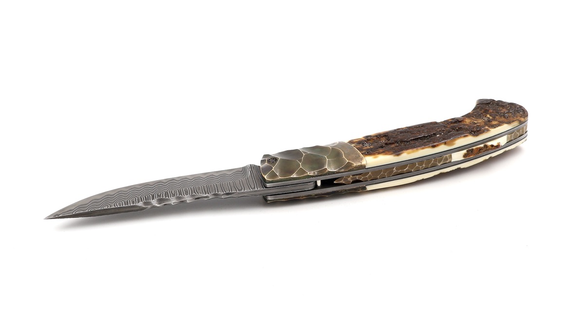 MANU LAPLACE 1515 CUSTOM PRIMITIV Mammutelfenbein & Bronzebacken Damastklinge Damacore®