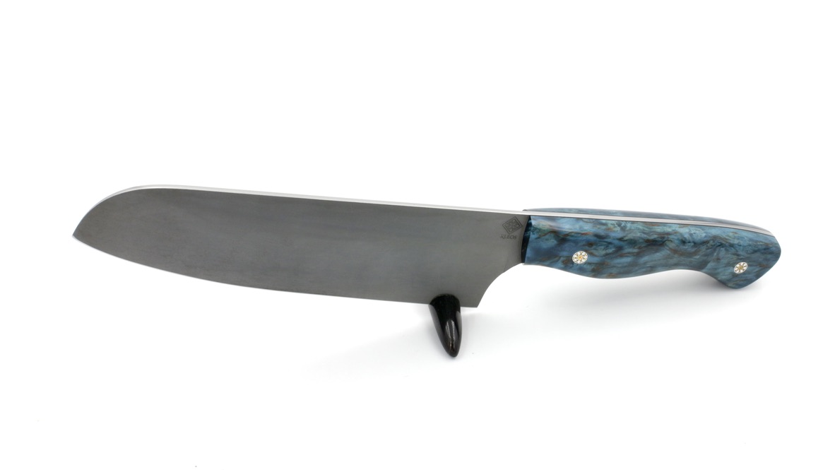 KLEOS Prestige Kochmesser SANTOKU Maserbirke stonewashed Klinge 14C28N(1)