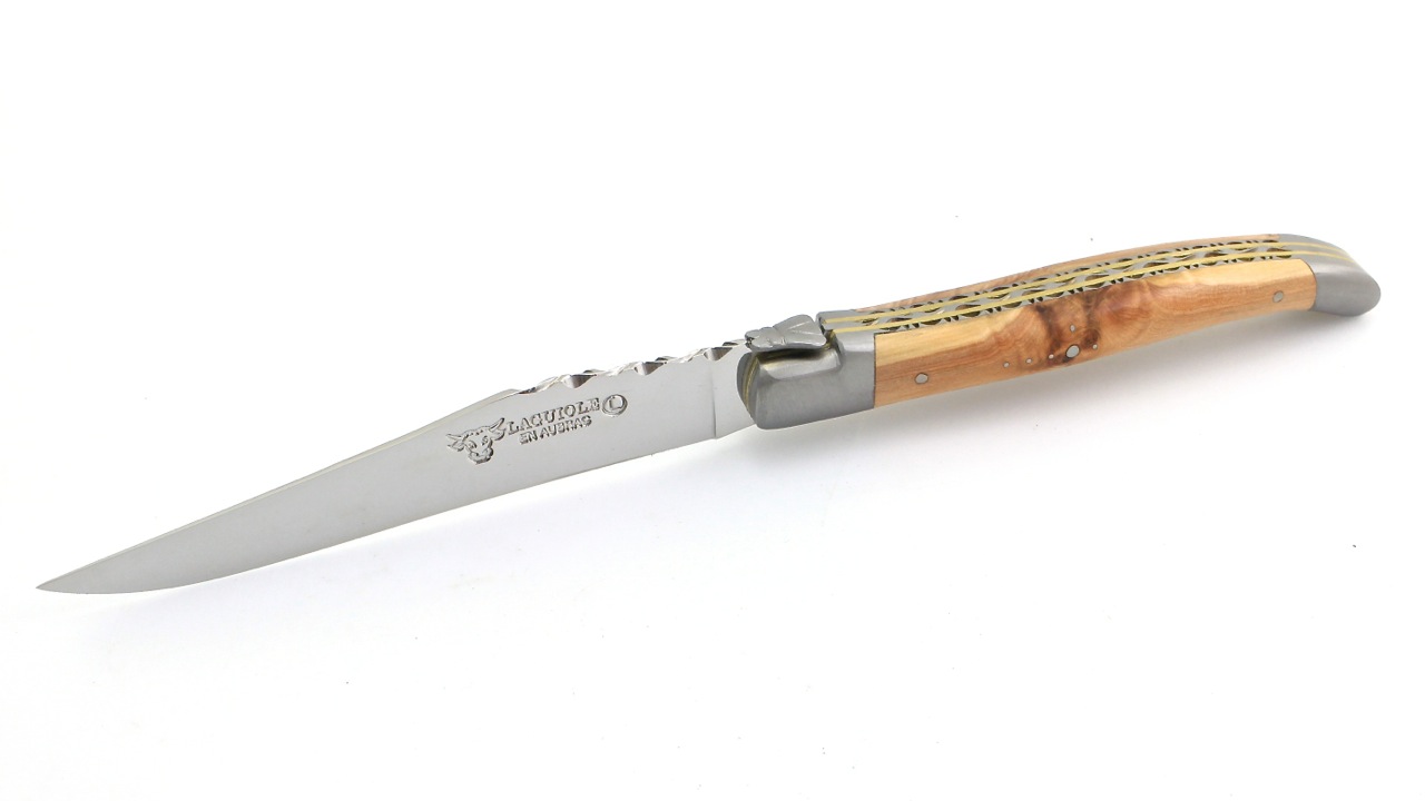 Laguiole en Aubrac Laguiole Doppelplatinen Steakmesser Wacholder