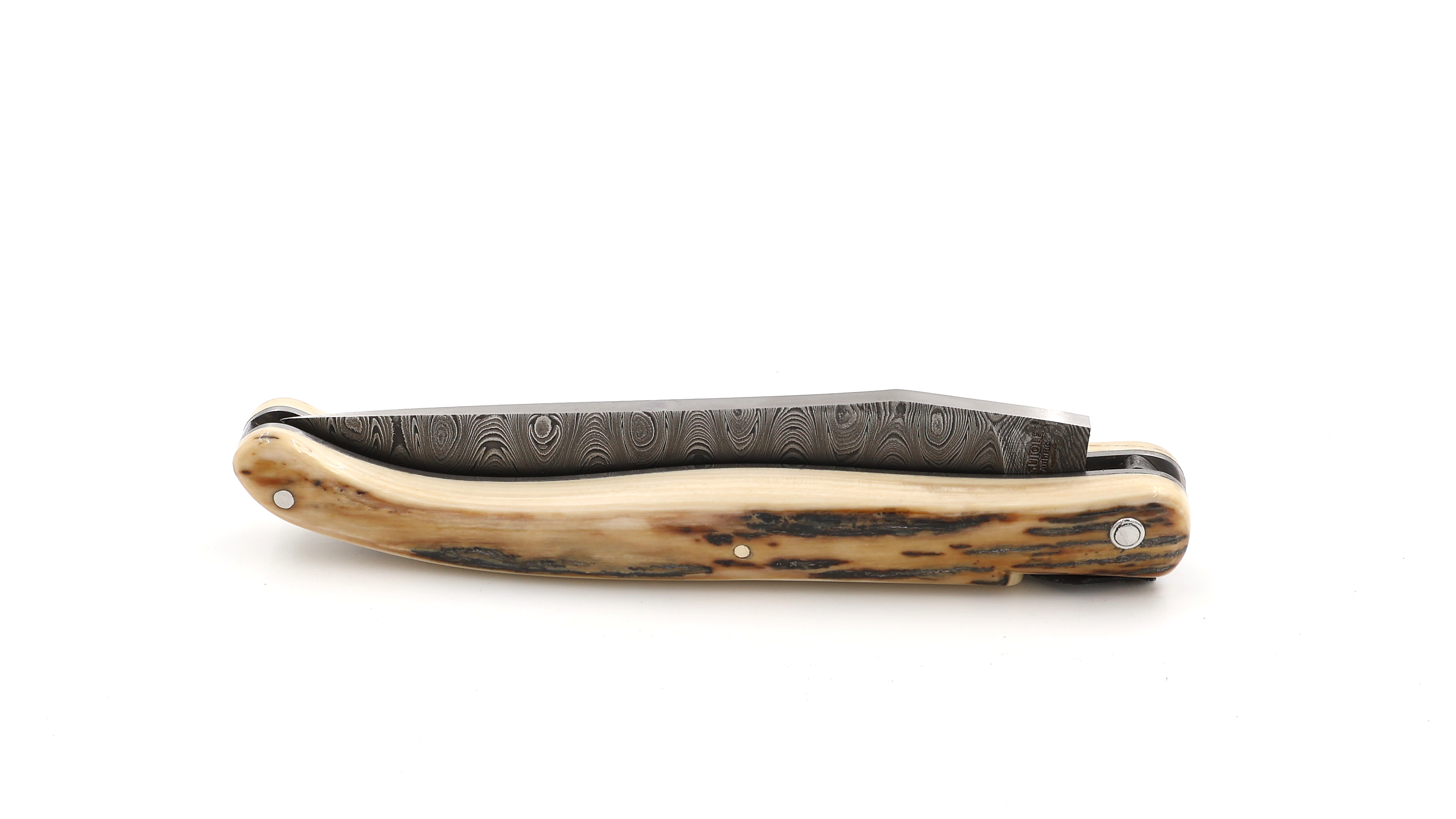 Meisterstück Laguiole en Aubrac Mammutelfenbein Kruste Torsions Damast 12 cm