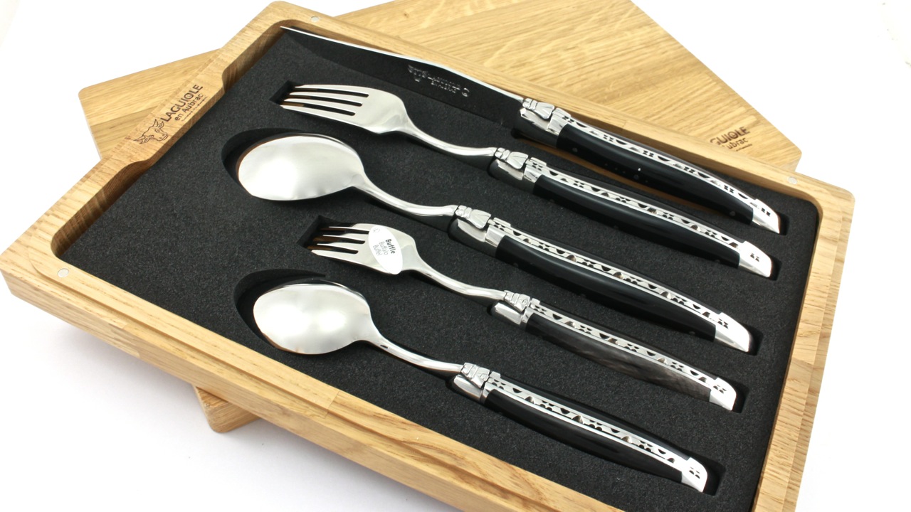 Laguiole en Aubrac Laguiole cutlery Set of 5 buffalo horn