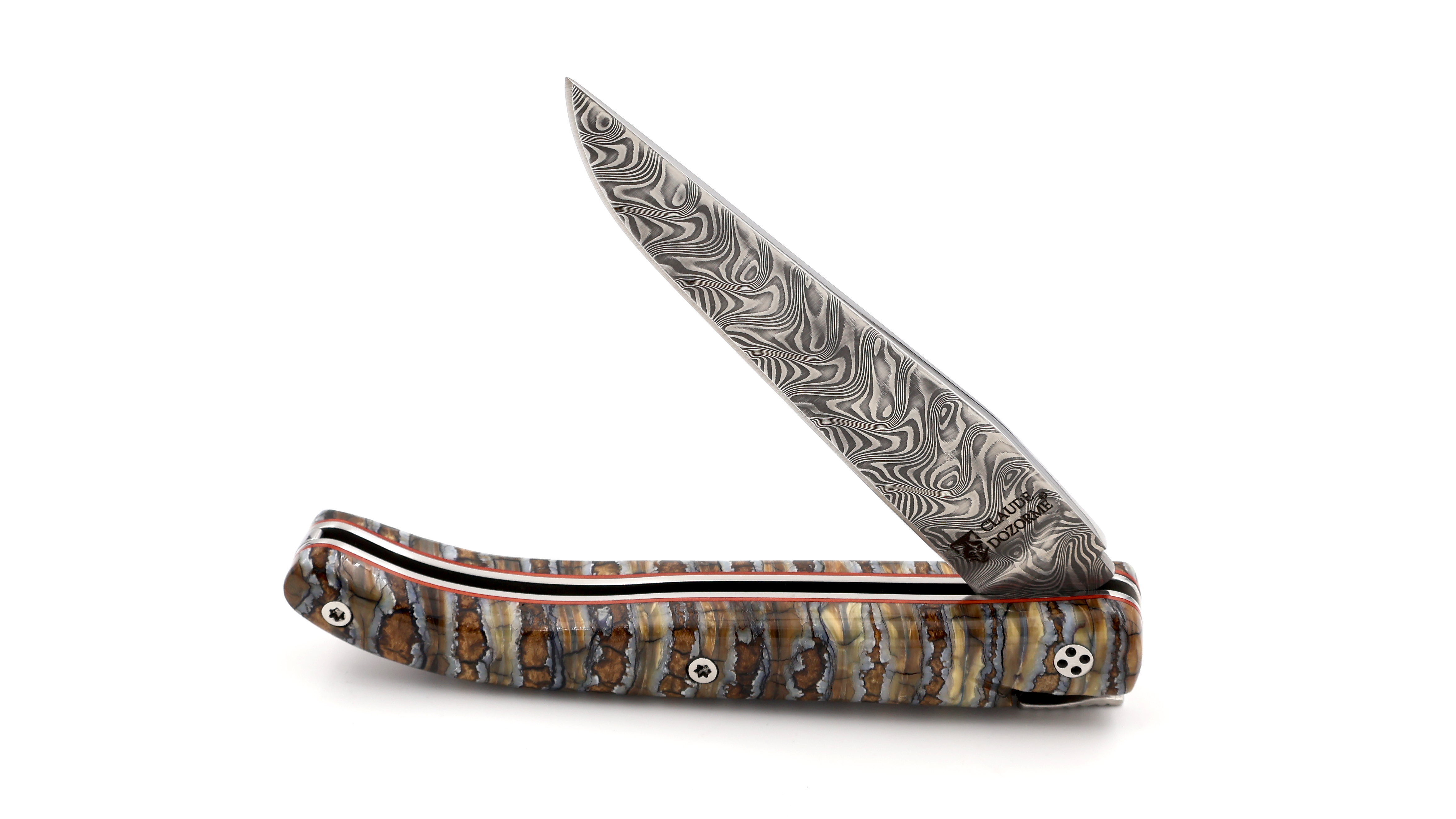 Claude DOZORME Laguiole Messer L'ATELIER Mammut-Backenzahn braun 12 cm Damastklinge