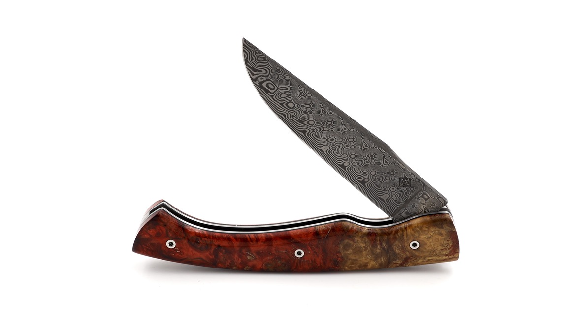 KLEOS Taschenmesser LYKOS Amboina Wurzelholz Damastklinge 