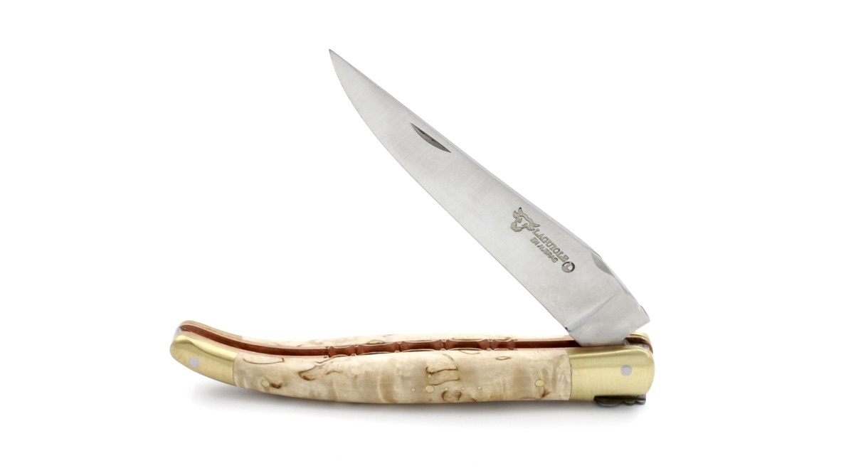 Laguiole en Aubrac knife BIJOU birchwood with chiseled plates 12 cm