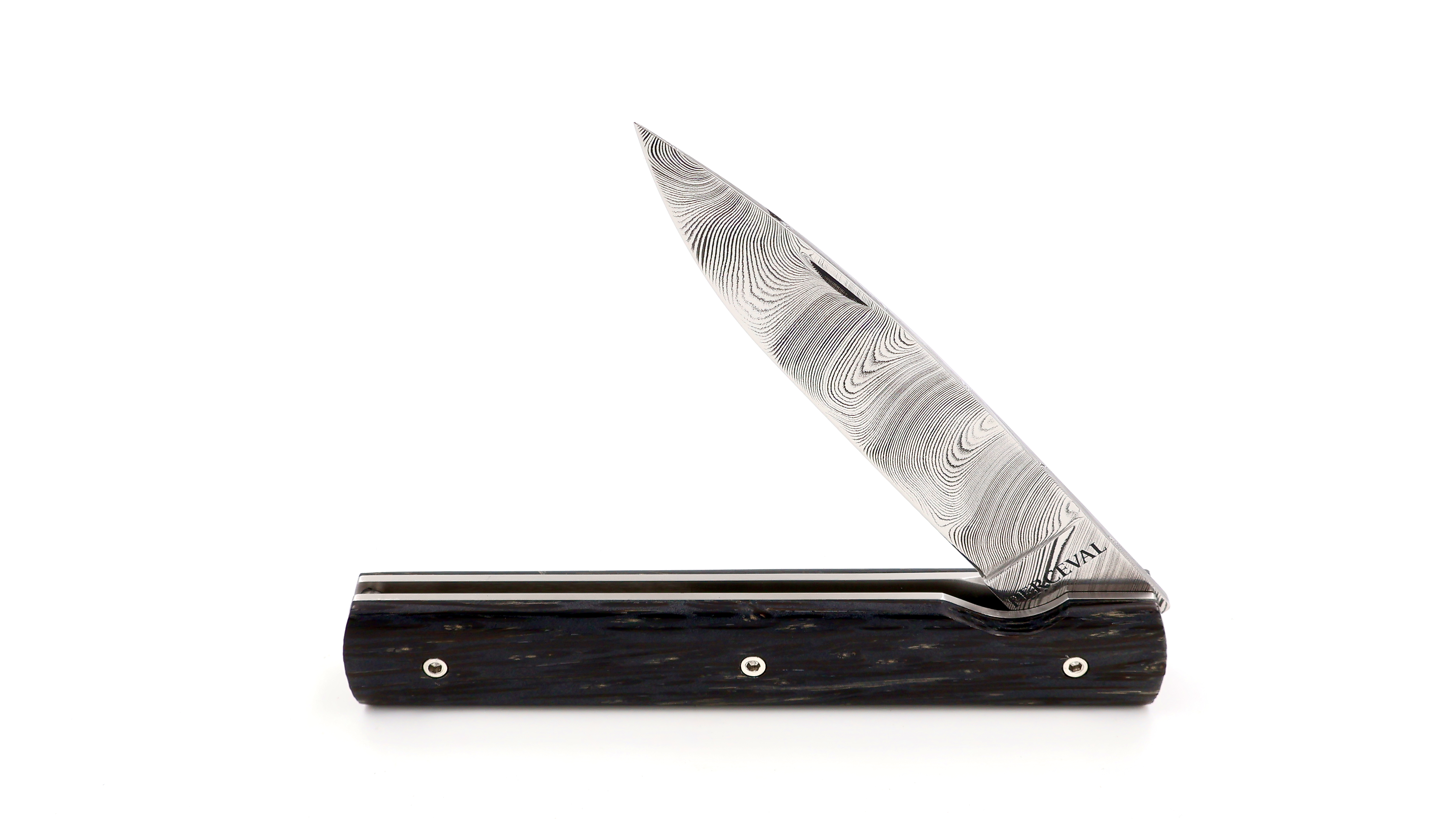 PERCEVAL Le Francais Damast schwarzes Palmholz **Sondermodell**  PERCEVAL Le Francais Damast schwarzes Palmholz **Sondermodell**