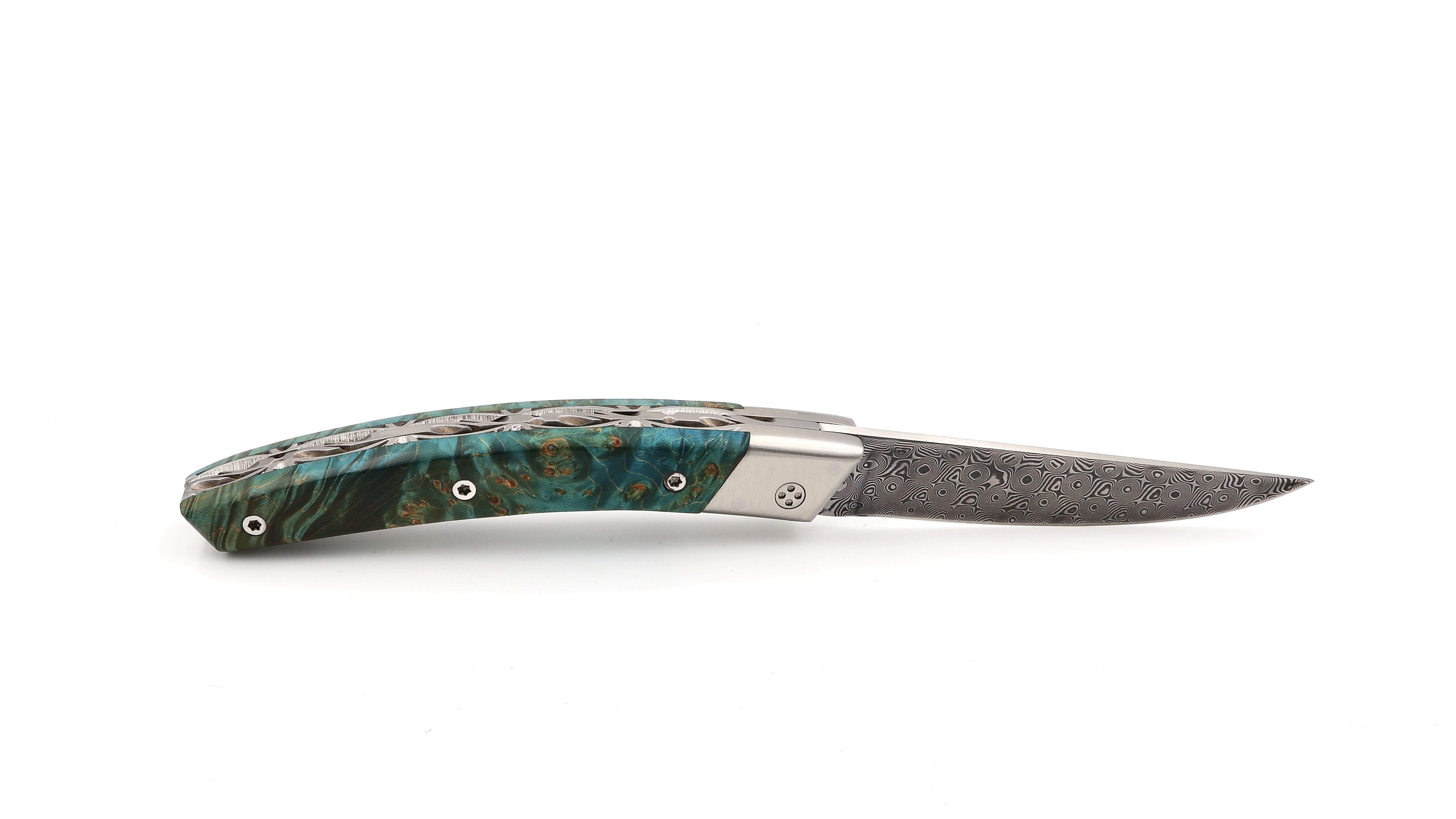 Claude DOZORME Thiers RLT maple burl damascus blade