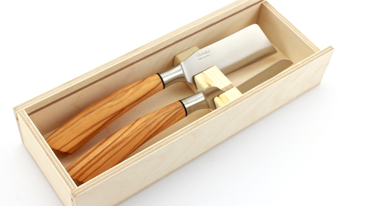 Saladini_2fxO7E2pEwIDjc Saladini  2-teiliges Käsemesserset für Weichkäse/Hartkäse Olive
