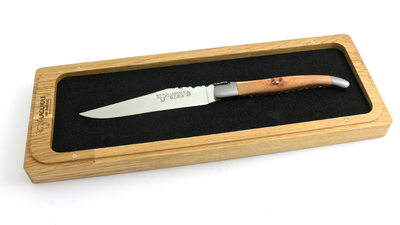 Laguiole en Aubrac Laguiole Doppelplatinen Steakmesser Wacholder