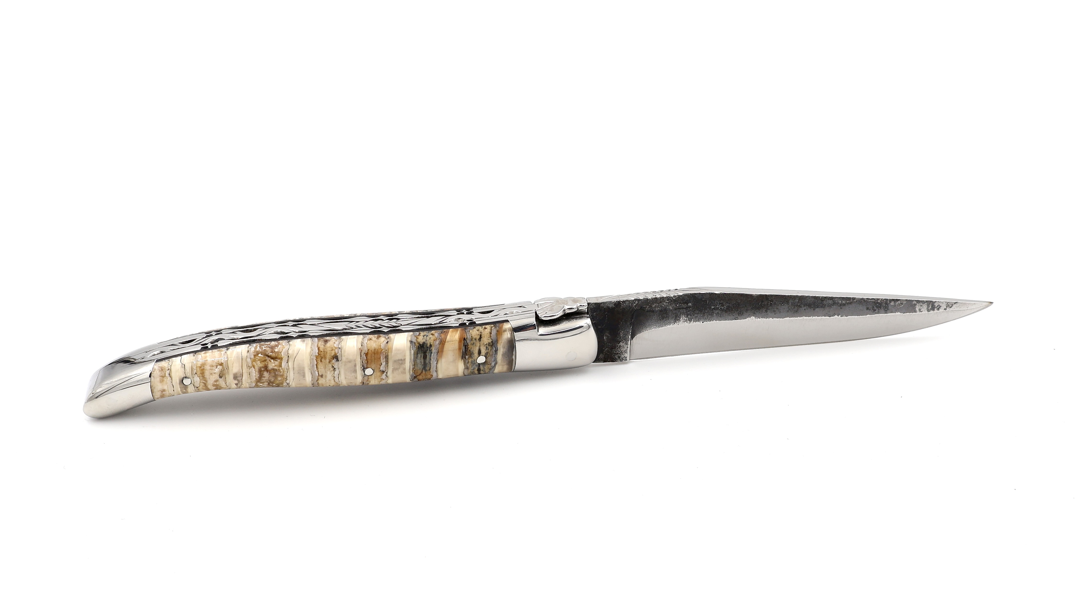Laguiole en Aubrac Brut de Forge Mammutbackenzahn natur Doppelplatine 12 cm