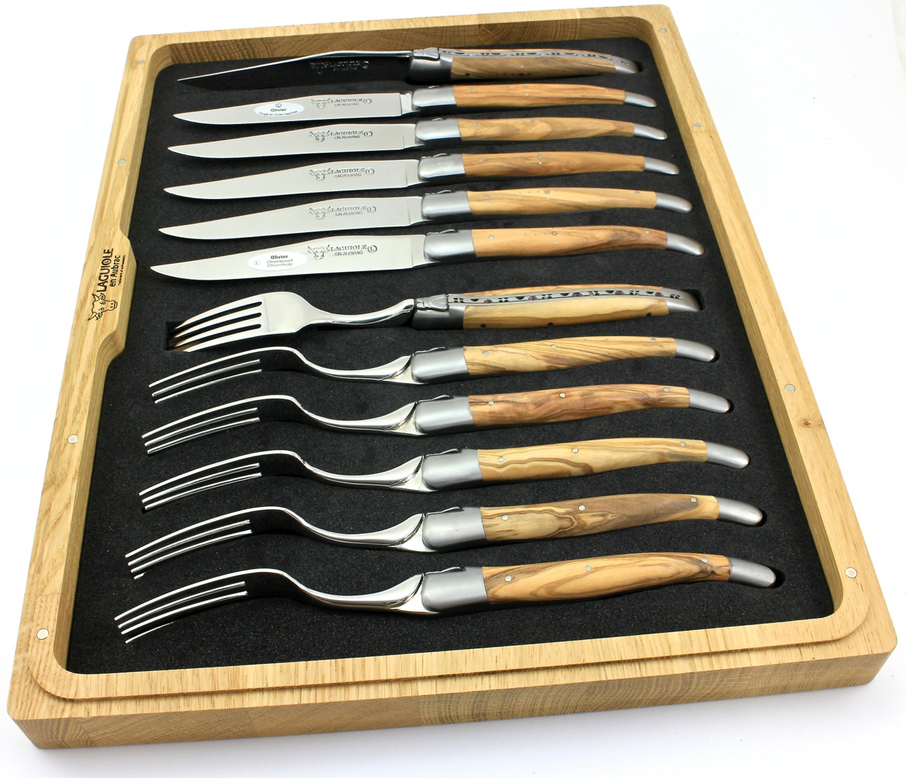 Laguiole en Aubrac Laguiole Besteck Set Olive 12-teilig