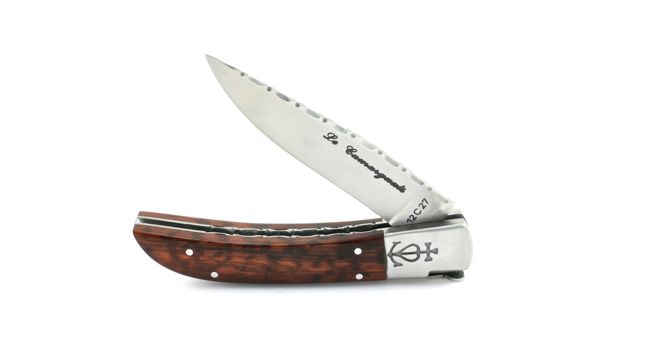 Le Camarguais knife snakewood with chiseled plates and blade 12 cm