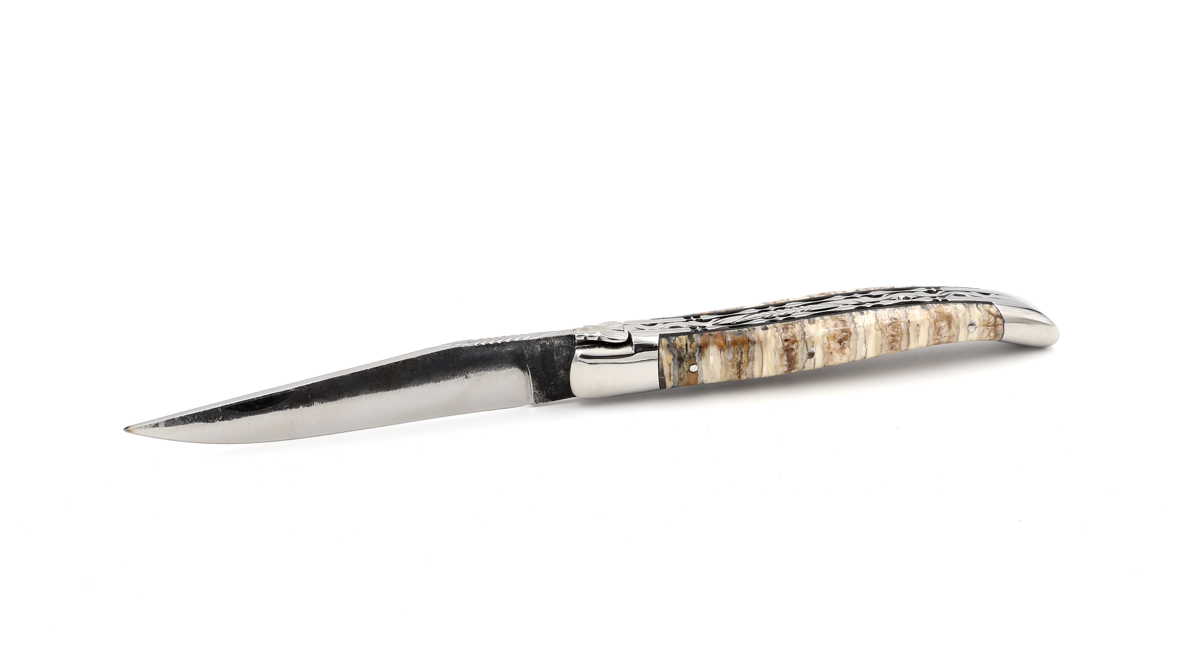 Laguiole en Aubrac Brut de Forge Mammutbackenzahn natur Doppelplatine 12 cm