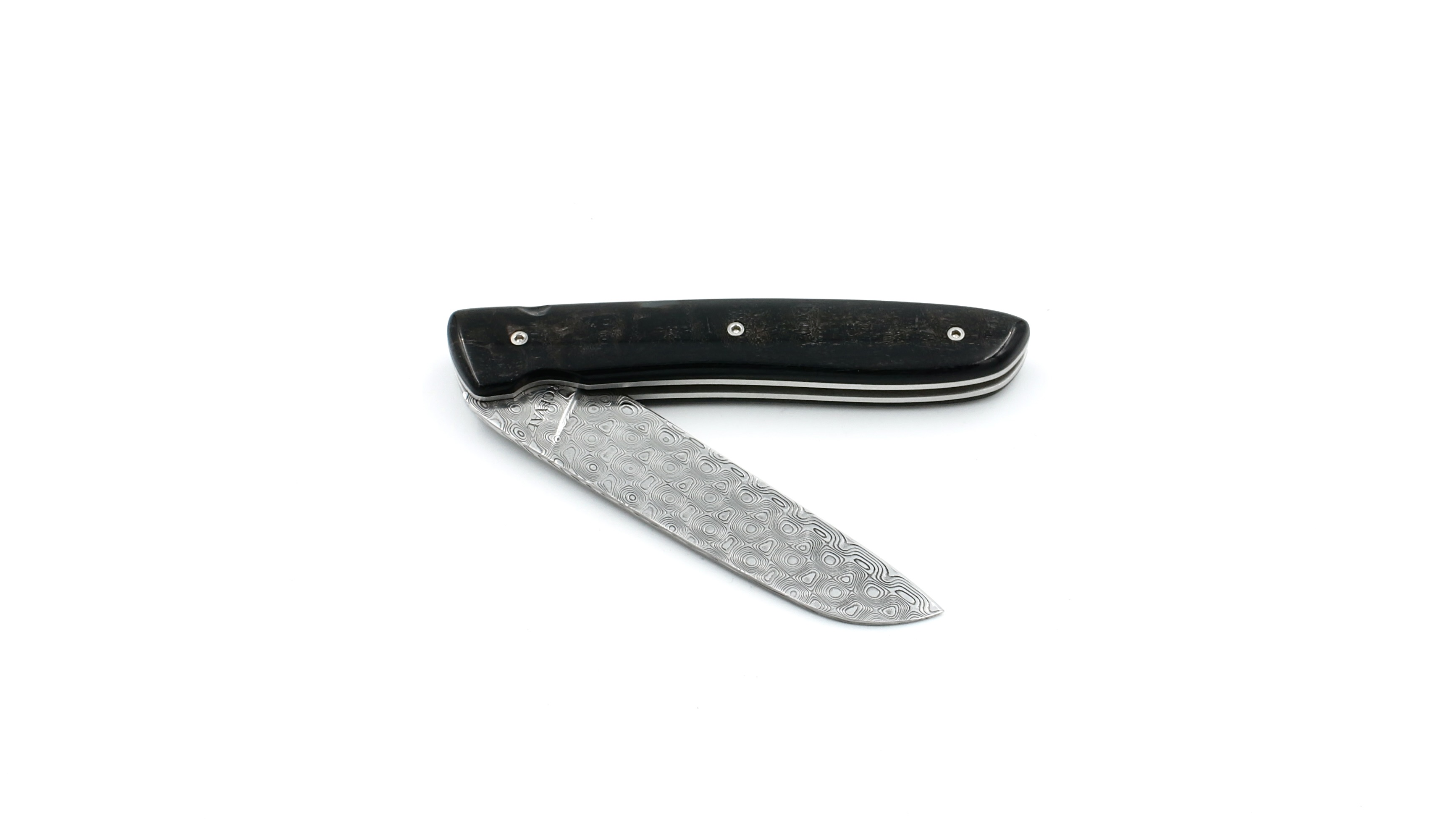 PERCEVAL L08 damascus Ram horn dark