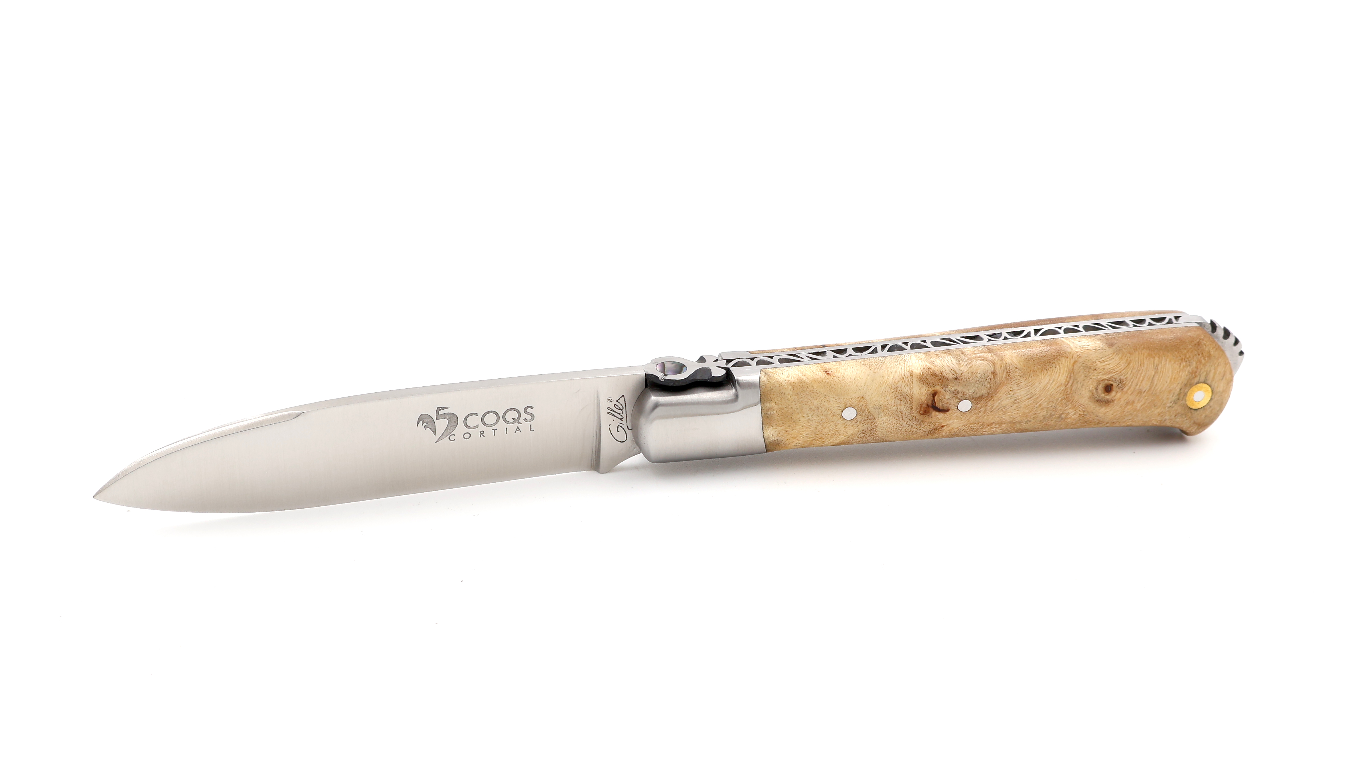 Fontenille Pataud 5 Coqs knife poplar burlwood