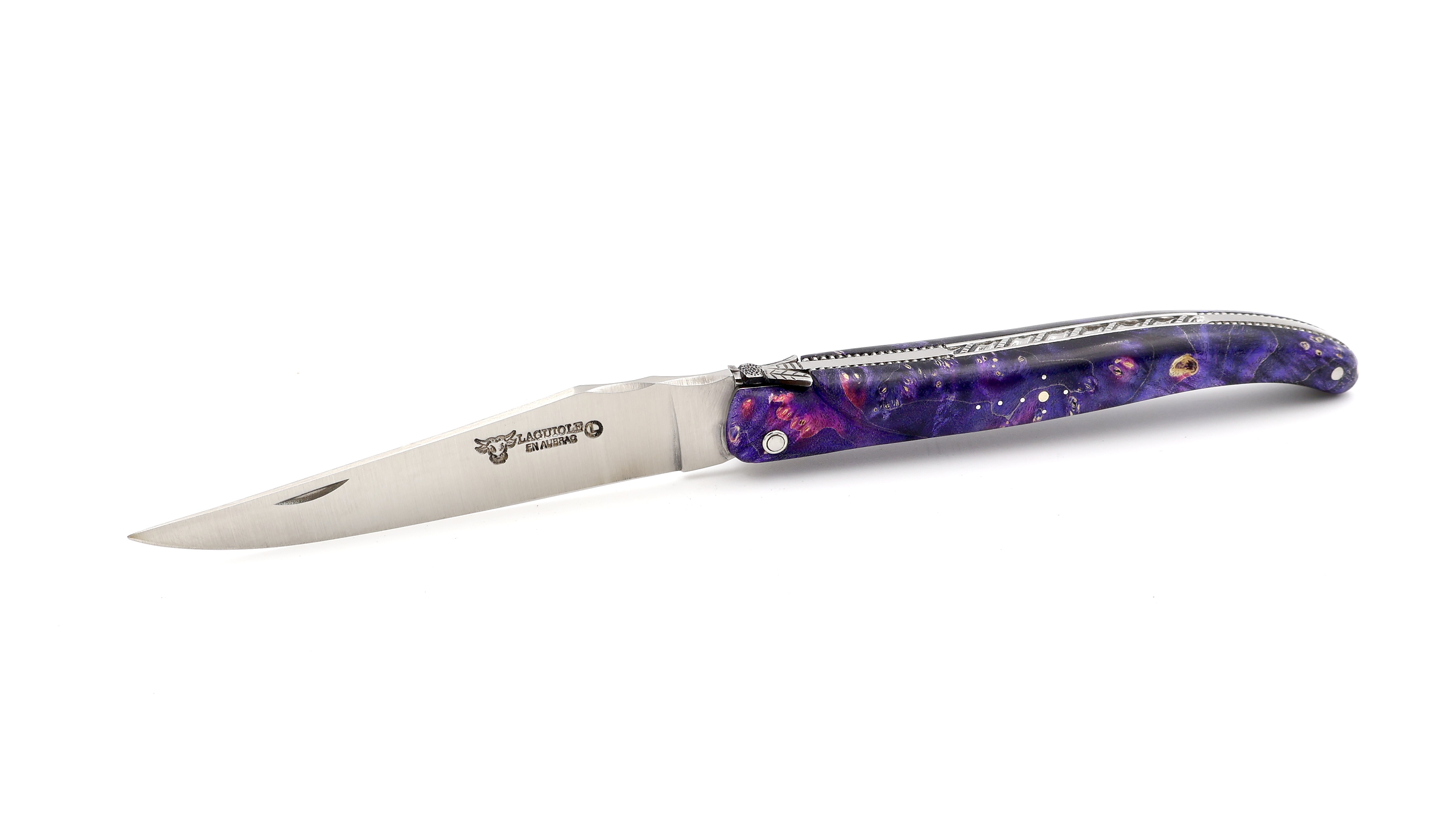 Laguiole en Aubrac Modell Perle Holunderwurzel guillochiert massiver Griff 12 cm