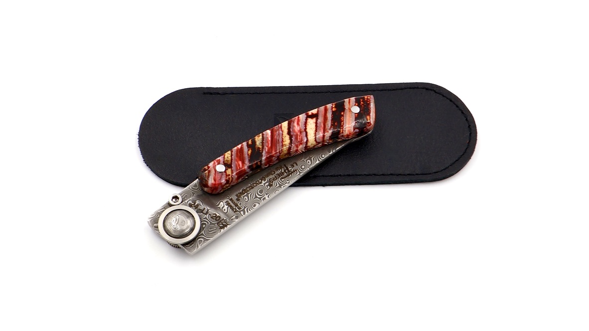 Claude DOZORME Thiers Liner mammoth tusk damascus blade Claude DOZORME Thiers Liner mammoth tusk damascus blade