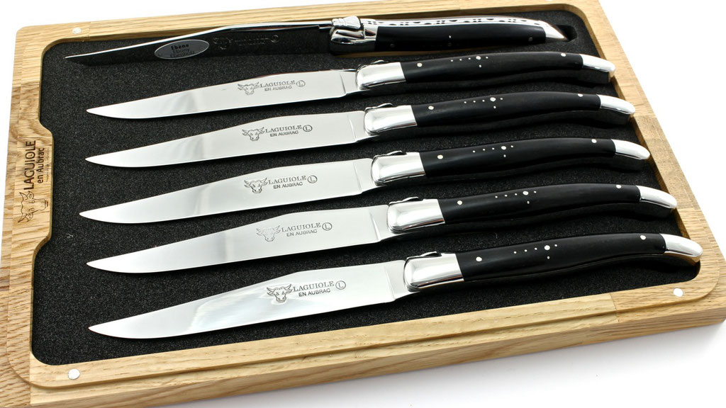 Laguiole en Aubrac Ebenholz Laguiole Steakmesser Set