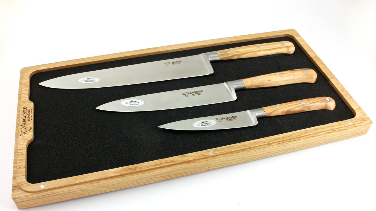 Laguiole en Aubrac Olive Kochmesserset  3-teilig