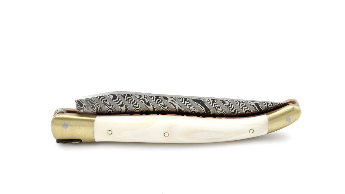 Laguiole en Aubrac knife BIJOU  DSC® carbon steel  warthog with chiseled plates 12 cm