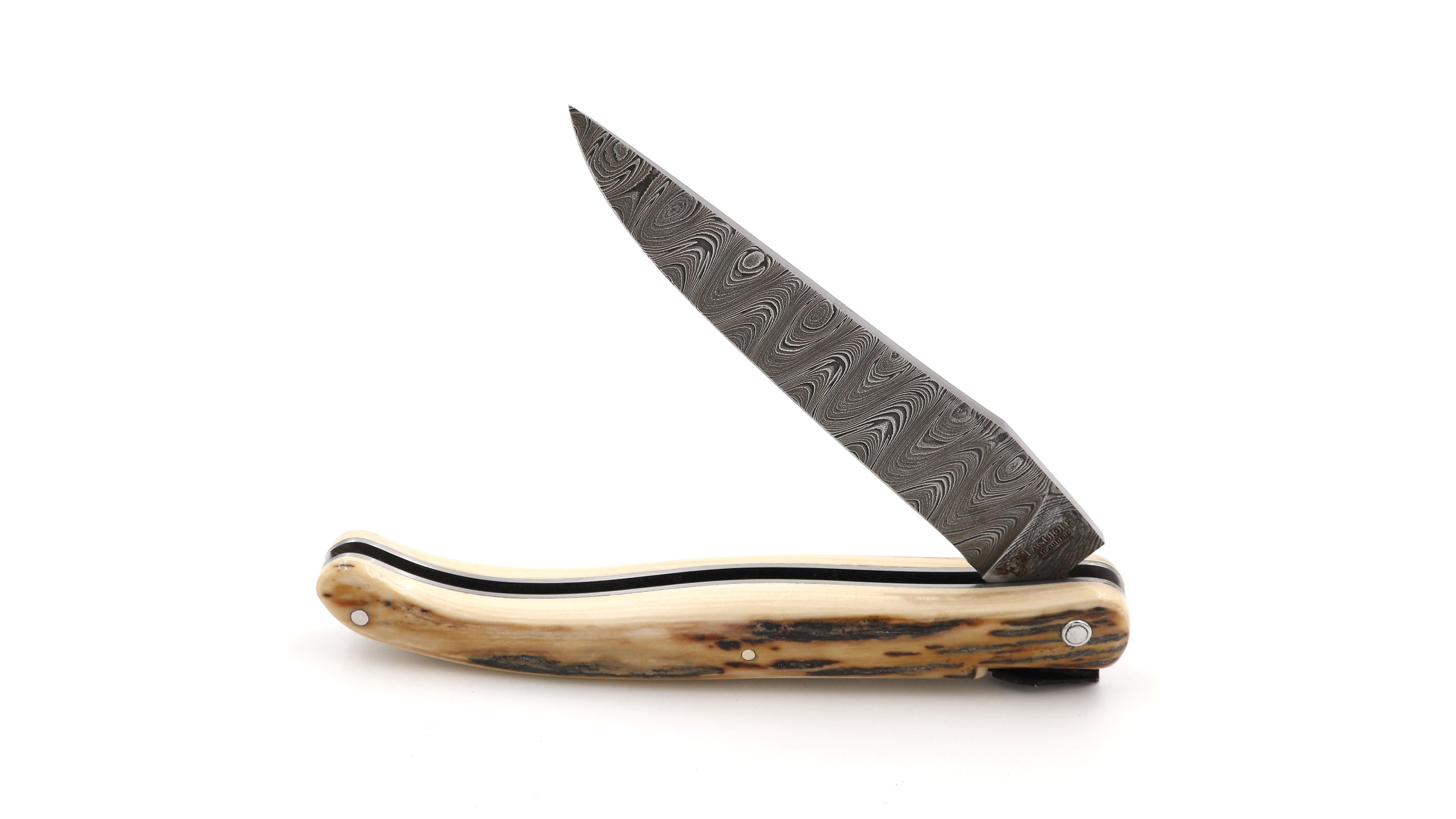 Meisterstück Laguiole en Aubrac Mammutelfenbein Kruste Torsions Damast 12 cm