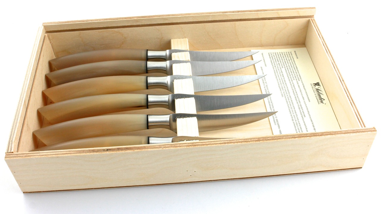 Saladini steaknives set of six horn tip mat 