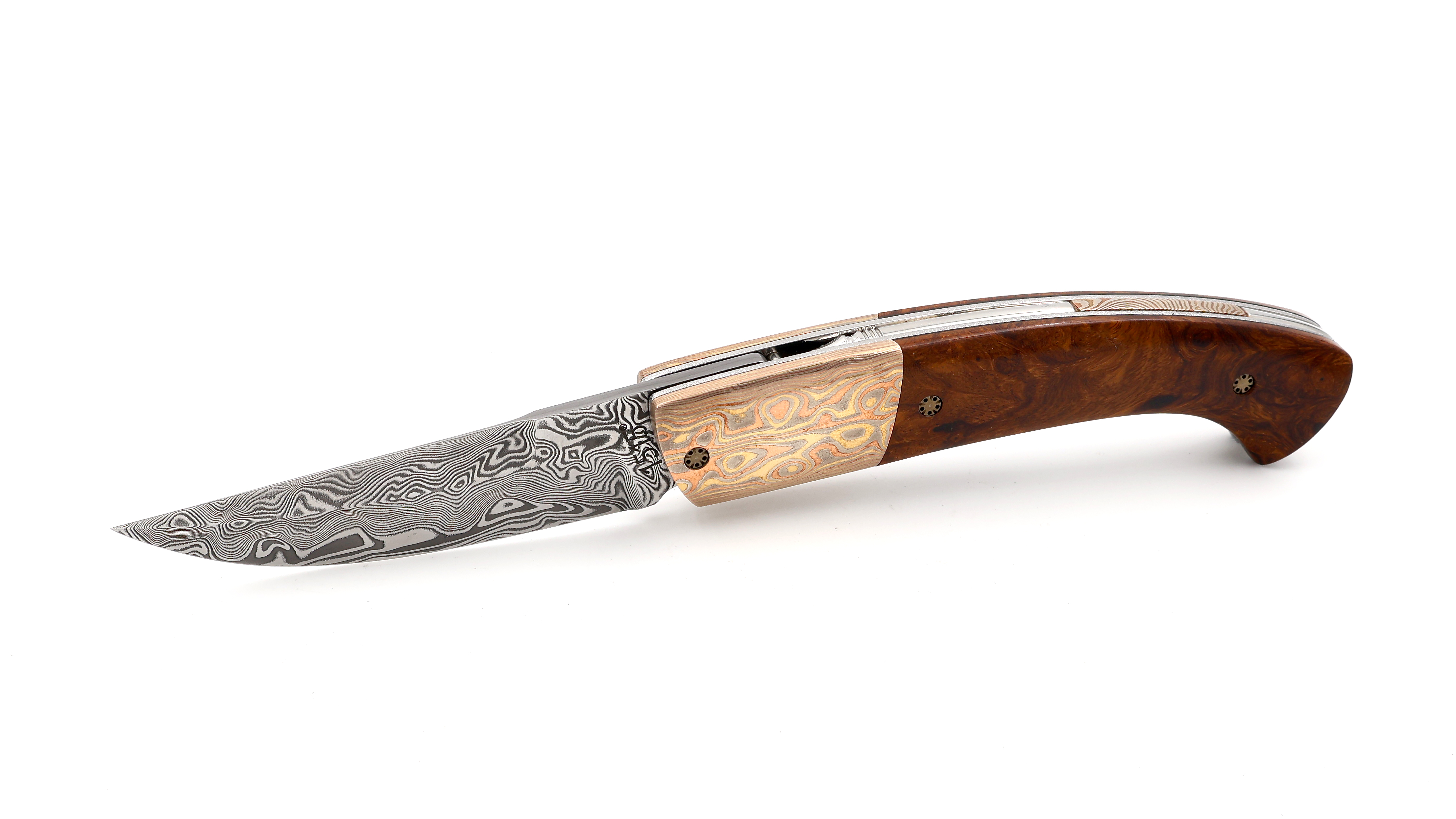 MANU LAPLACE 1515 Drop burl of ironwood mokume damascus Damascus blade