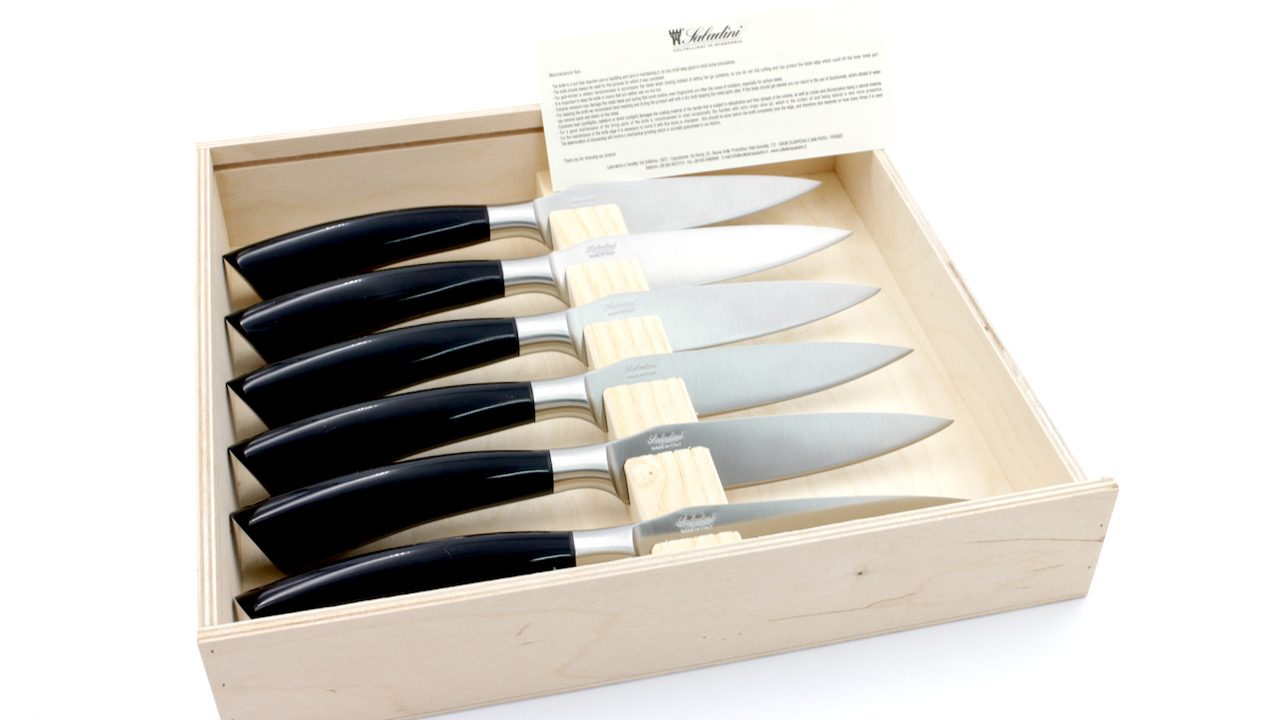 Saladini  Rustico großes Steakmesser Set 6-tlg. Büffelhorn