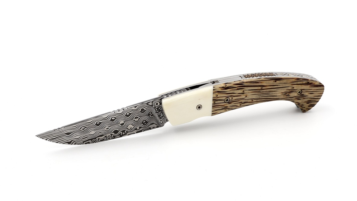 MANU LAPLACE 1515 ZULU palmwood and buffalo bone damascus