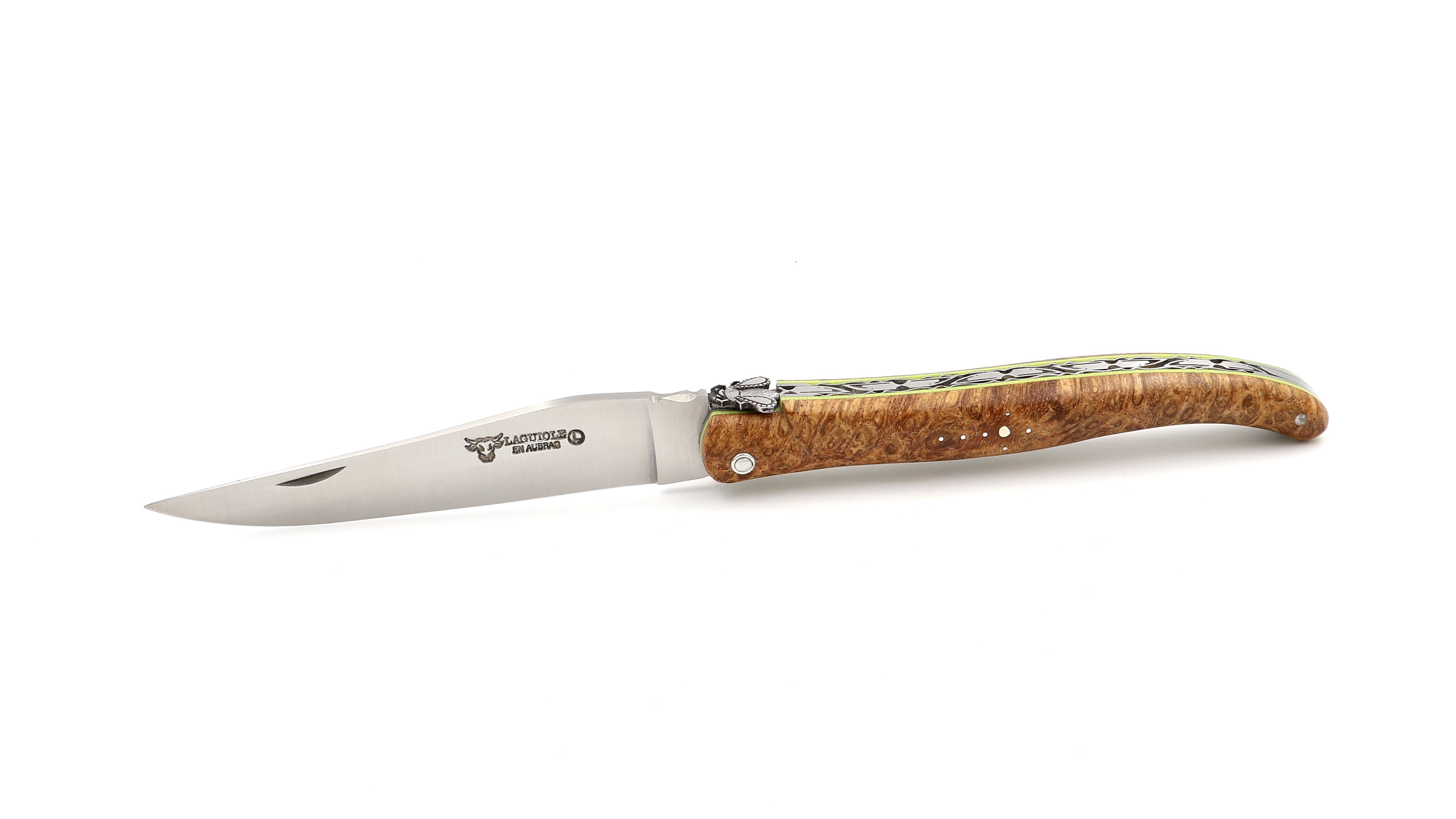 Laguiole en Aubrac Laguiole knife golden-amboina butlwood 12 cm 