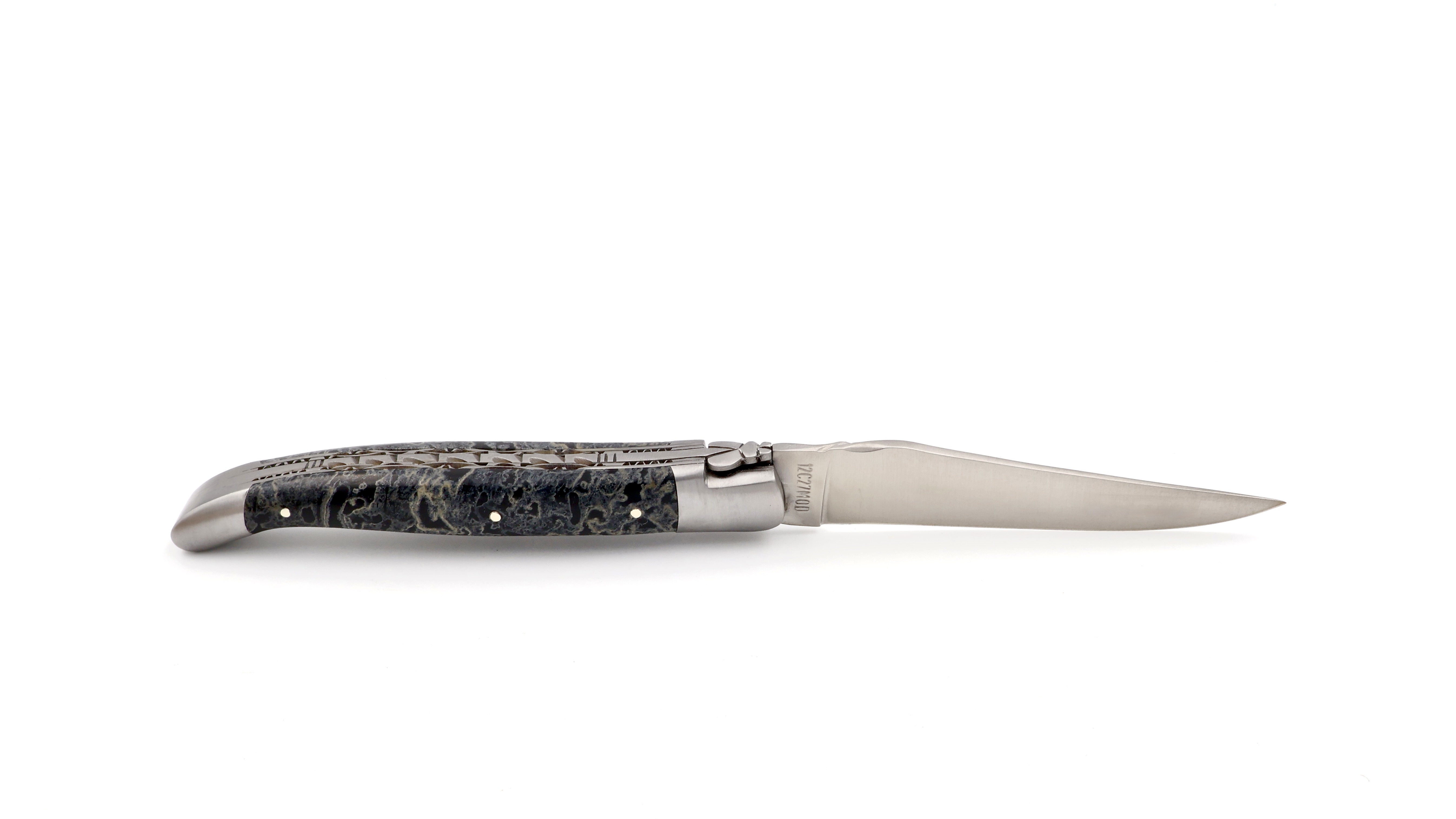 Laguiole en Aubrac schwarzer Lavastein Doppelplatine 12 cm