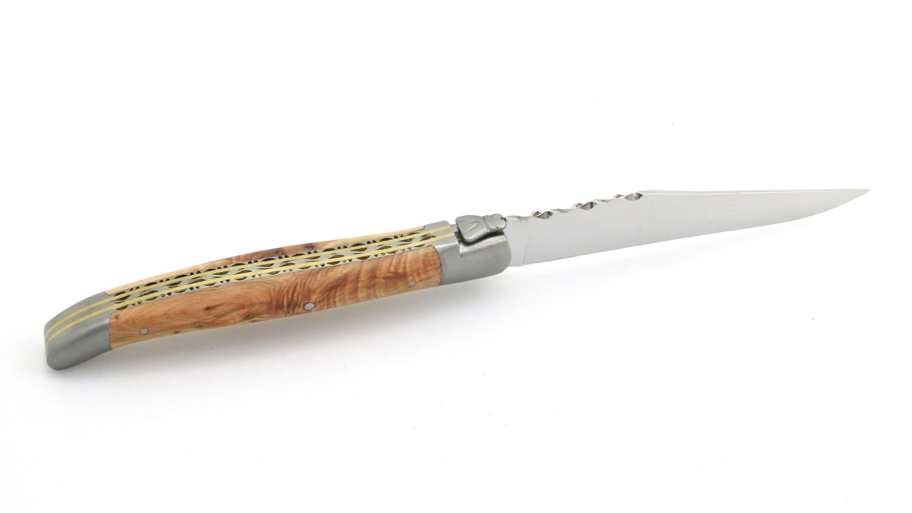 Laguiole en Aubrac double plate steak knife set Juniper