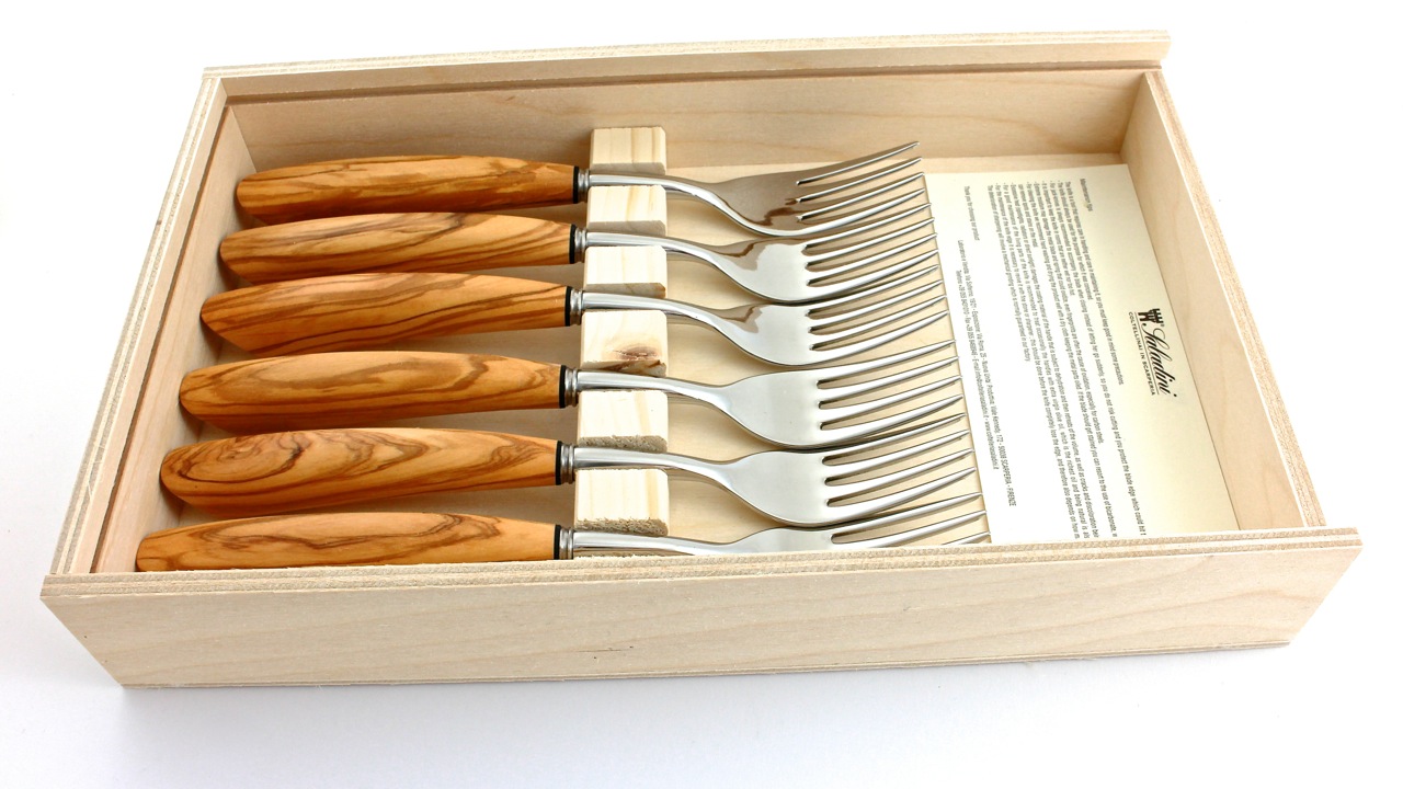 Saladini Steak fork Set of 4 or 6 olivewood