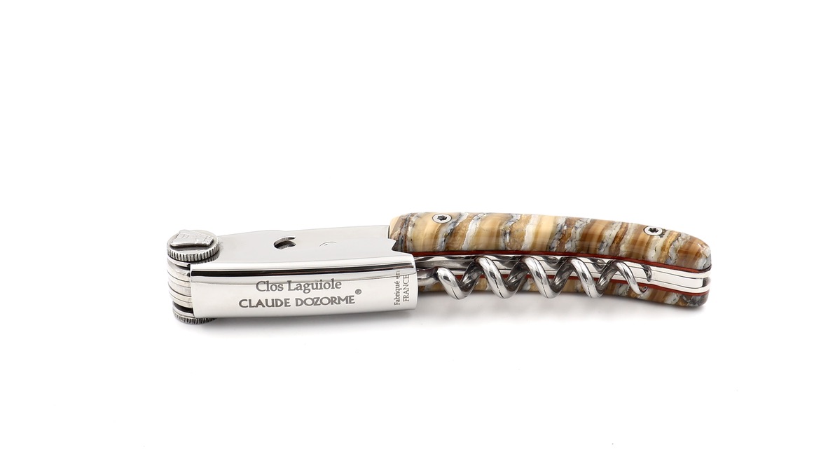 Claude Dozorme Clos Laguiole wineopener with mammothtusk beige-blue