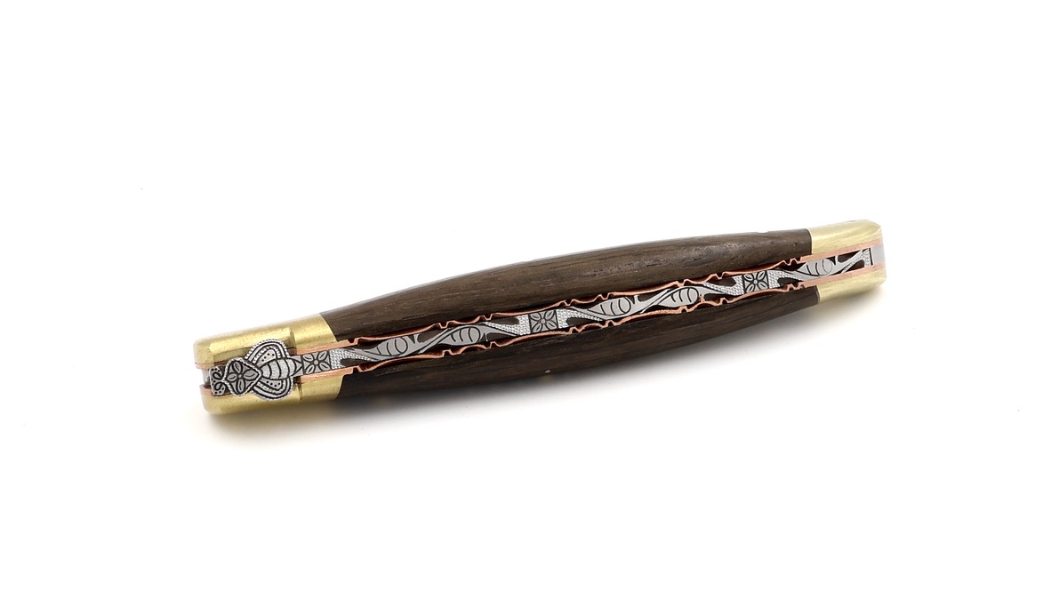 Laguiole en Aubrac BIJOU Mooreiche guillochierte Platine 12 cm