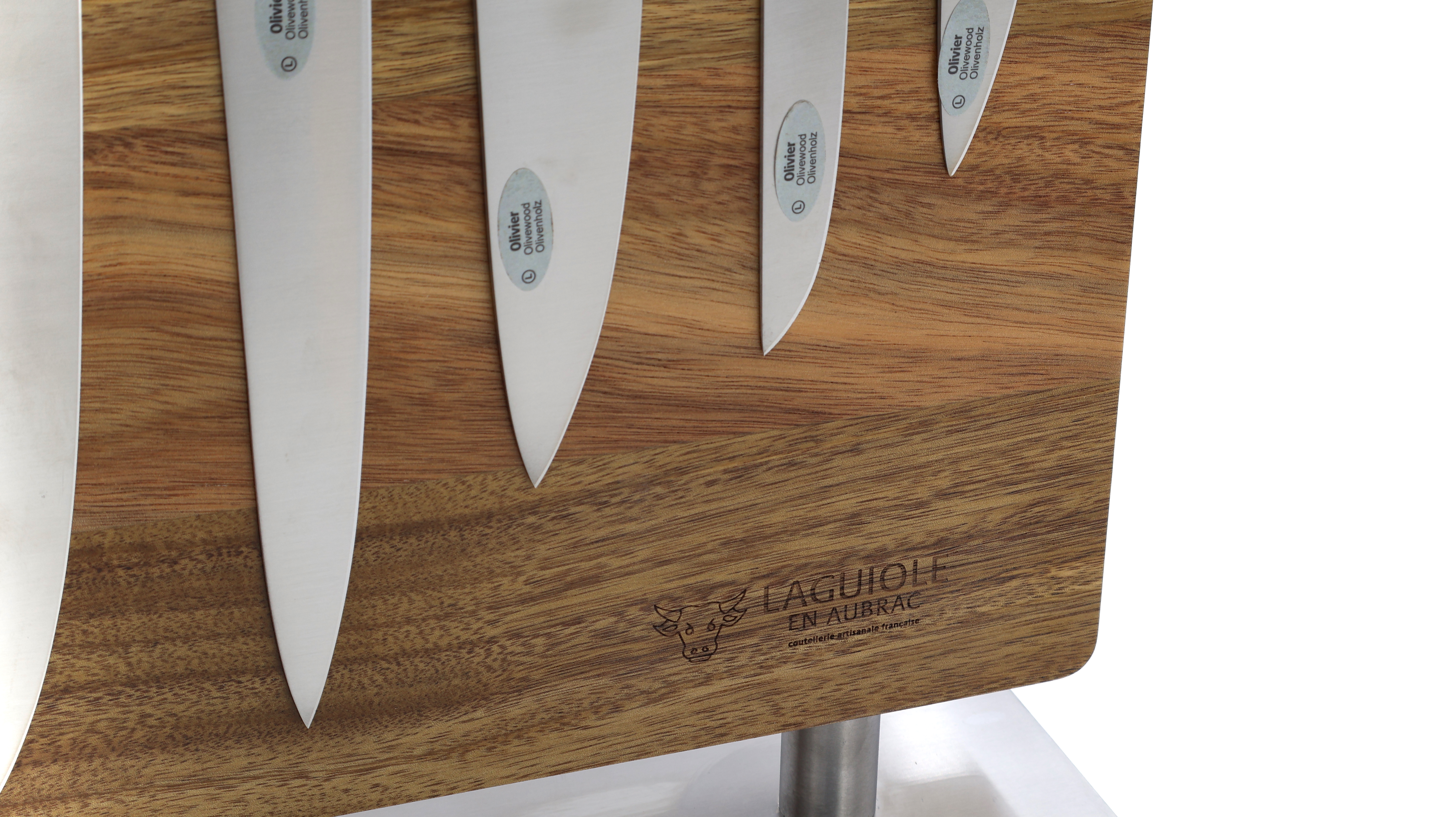 Laguiole en Aubrac Kochmesser-Set Olive 6-teilig mit Magnetblock