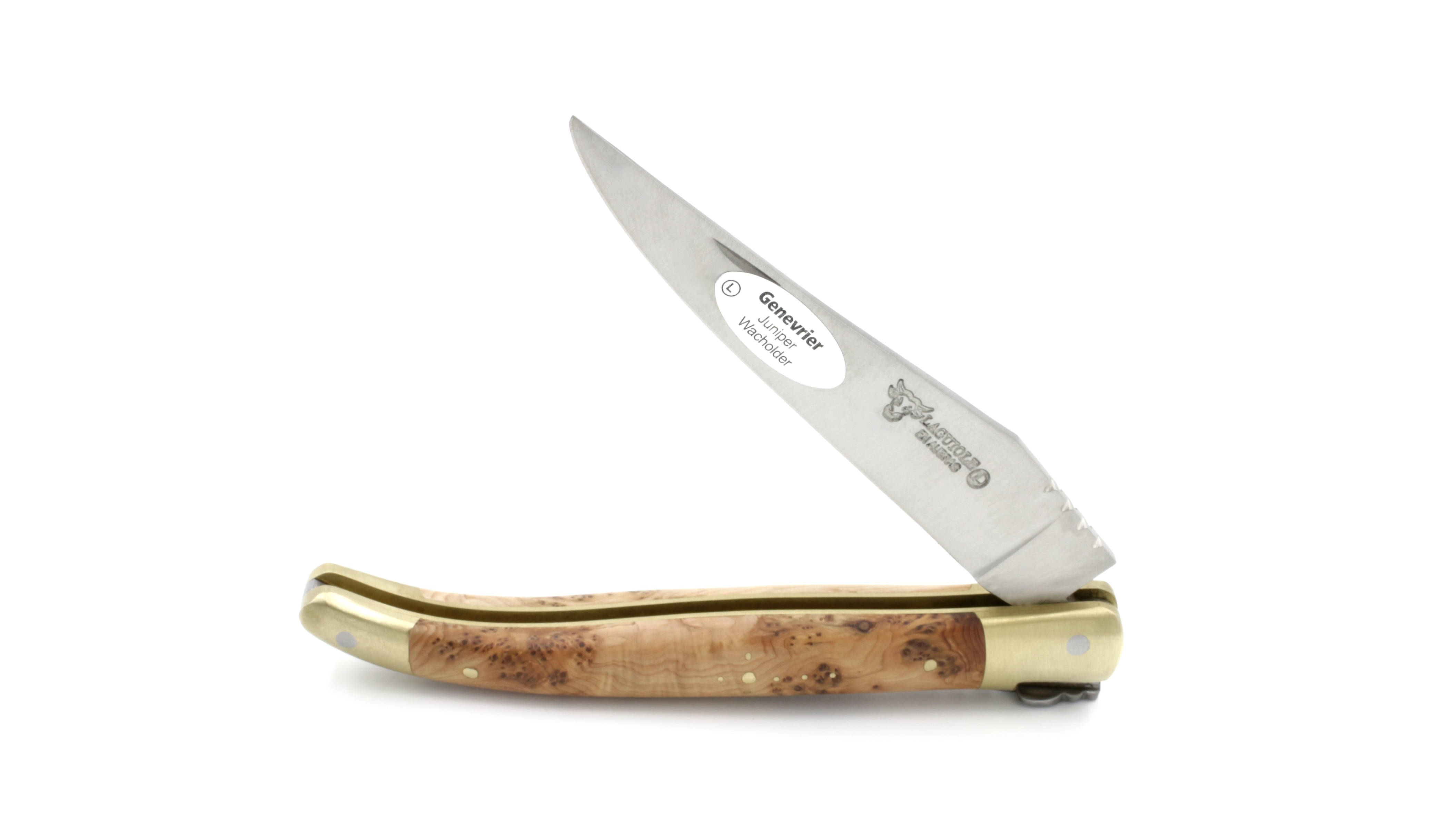 Laguiole en Aubrac Wacholder Messingbacken matt 12 cm