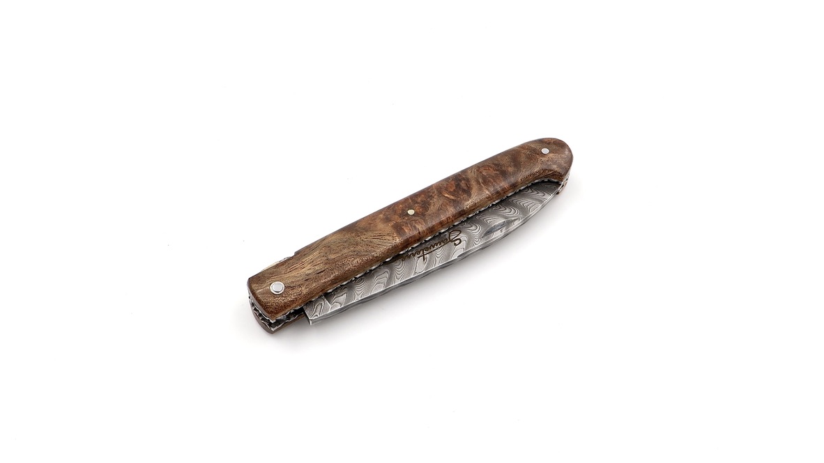 SAUVETERRE knife chiseled snakewood damascus blade 11 cm