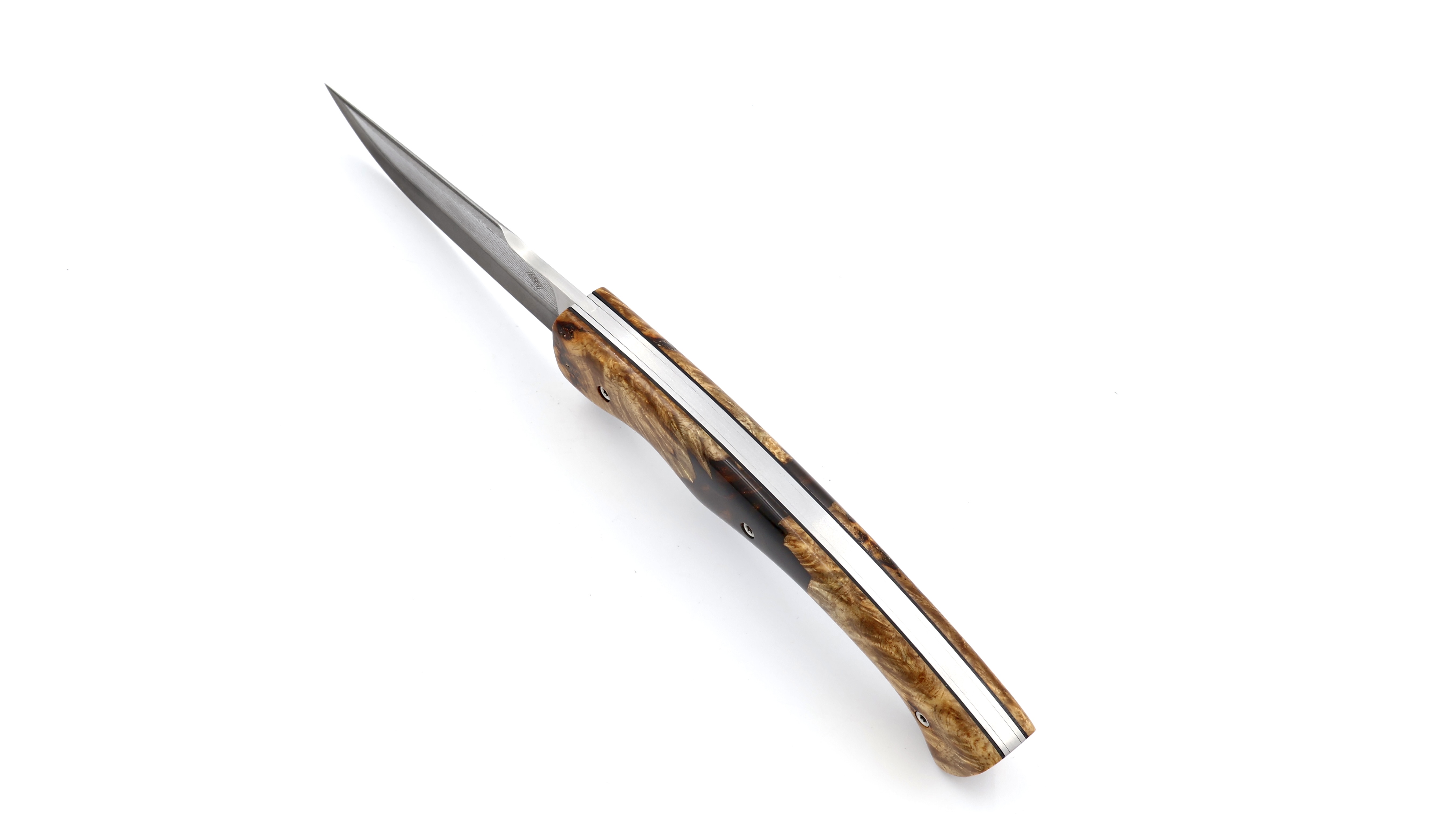 KLEOS folding knife LYKOS hybrid wood VG10 suminagashi damascus blade