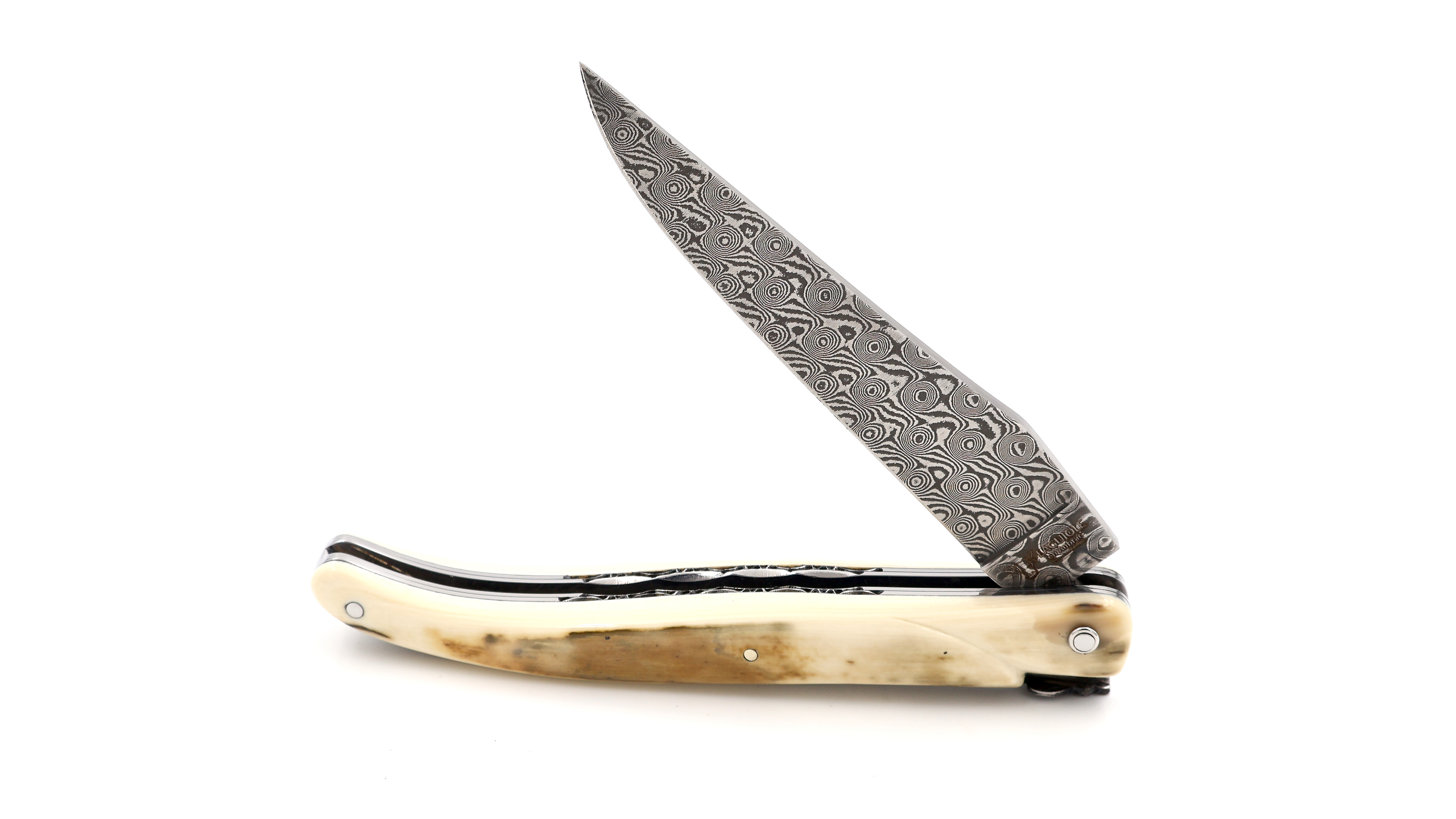 Laguiole en Aubrac DSC® Rosendamast Mammutelfenbeinkruste massiv Doppelplatine 12 cm