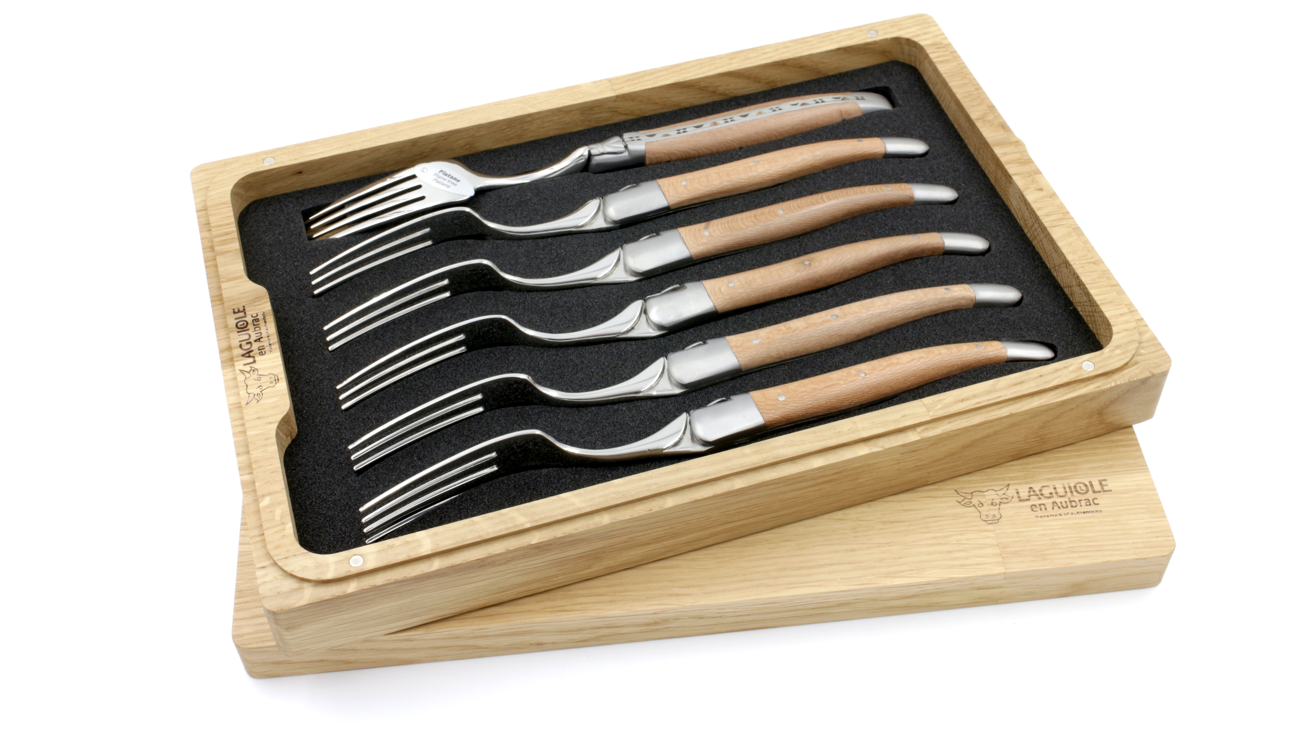 Laguiole en Aubrac Platane Laguiole Steakgabel Set 